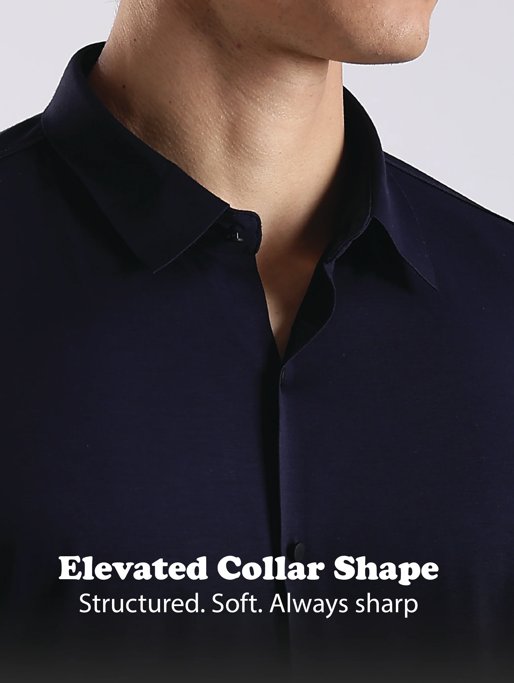 Men Navy Blue Knitted Slim Fit Shirt - Image 13