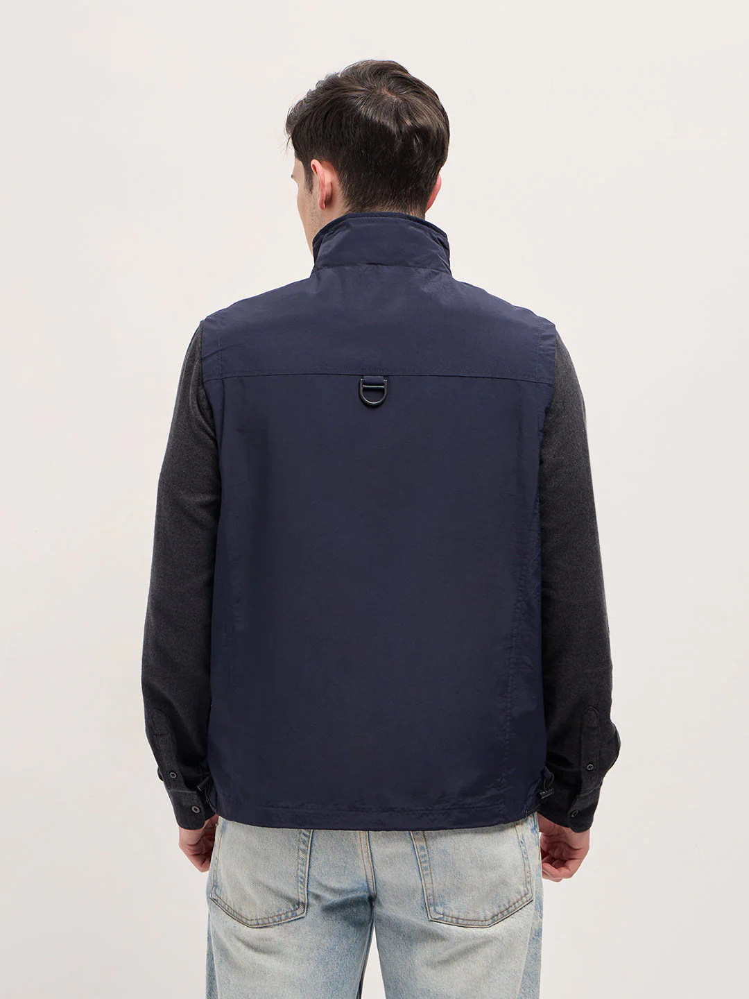 Men Navy Blue Outdoor Utility Multi-Pocket Vest Jacket - Image 2