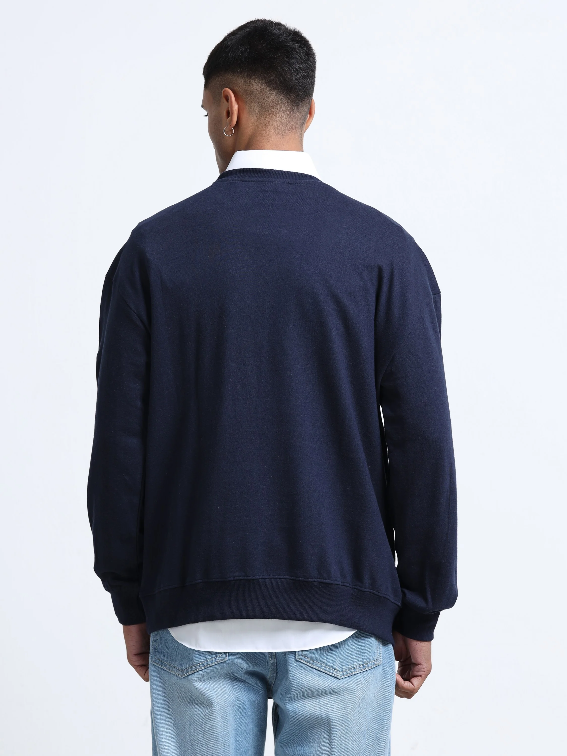 Men Navy Oversized Printed Sweatshirt - Image 4