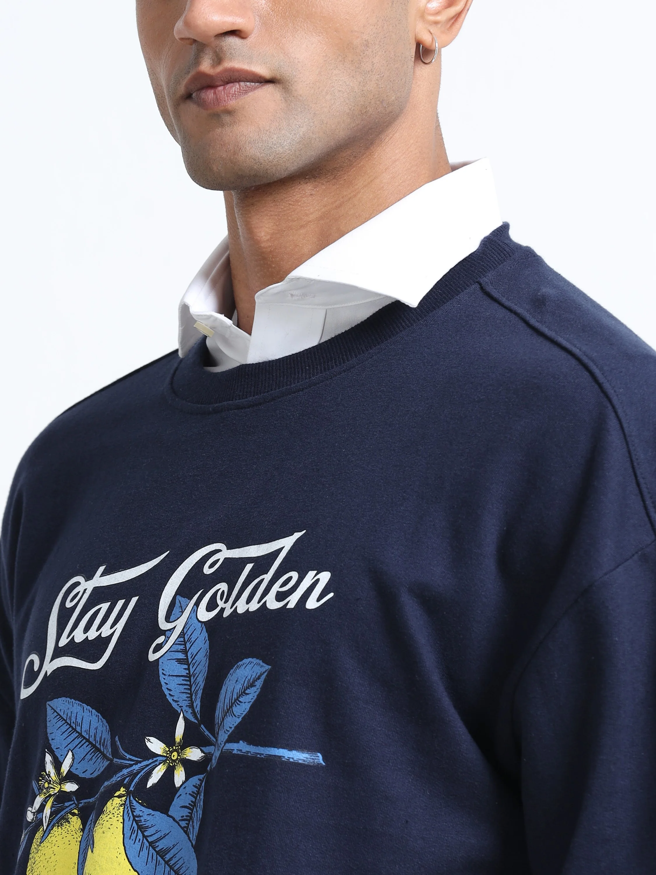 Men Navy Oversized Printed Sweatshirt - Image 5
