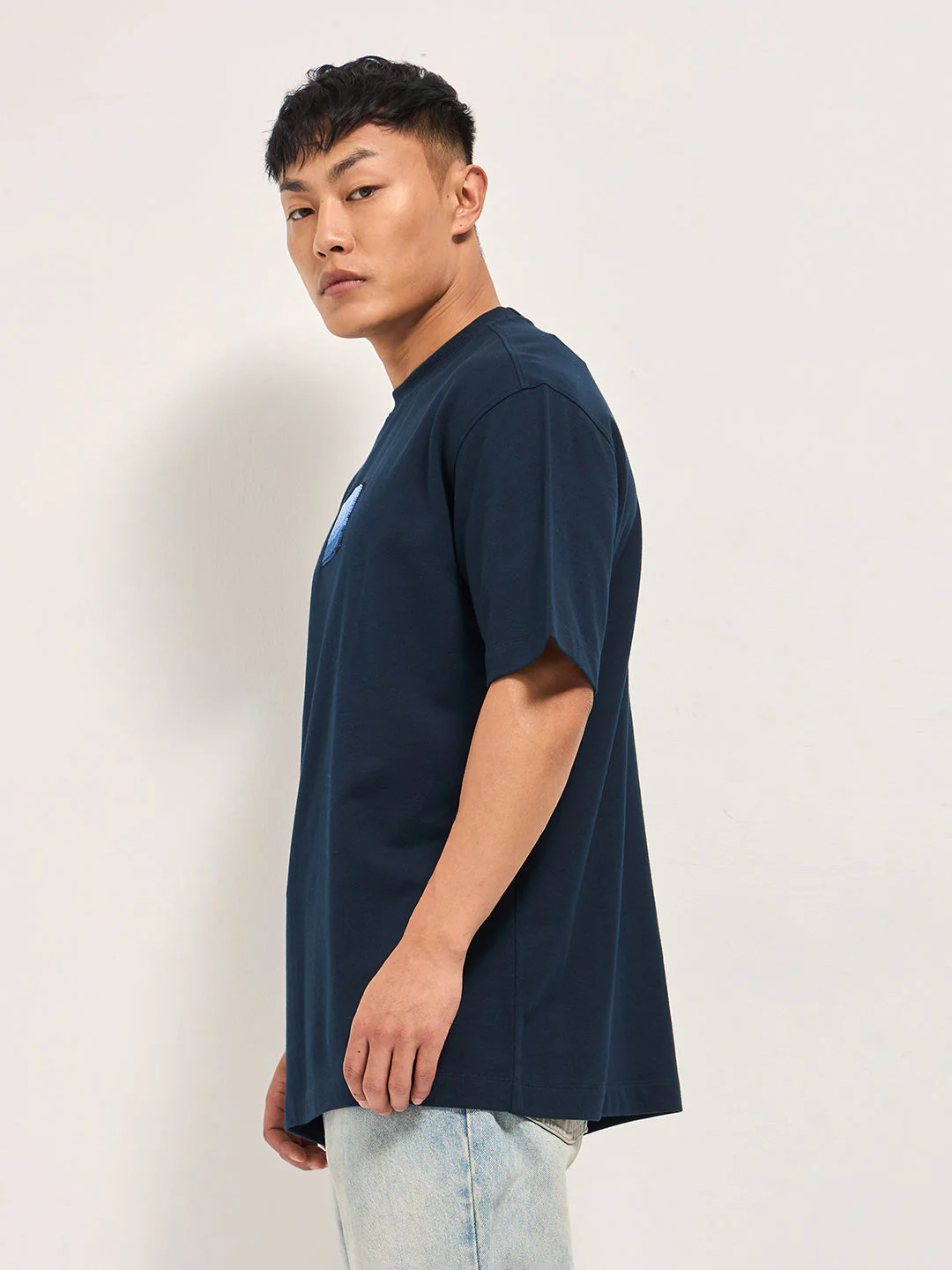 Men Navy Blue Oversized T-Shirt - Image 3