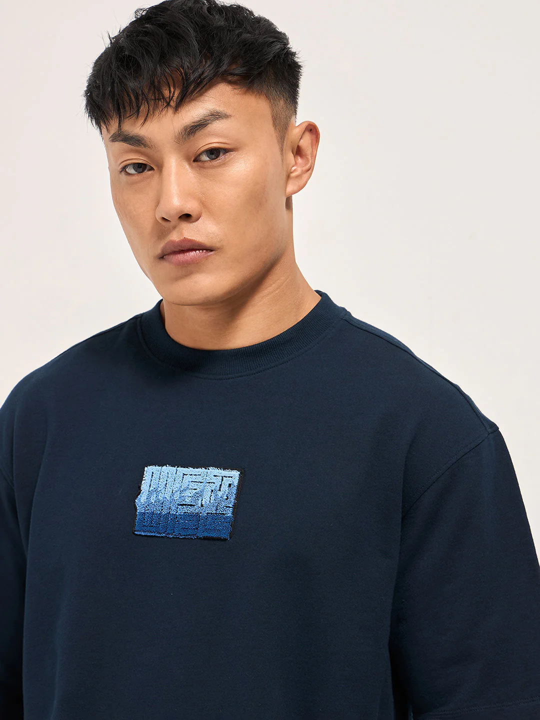 Men Navy Blue Oversized T-Shirt - Image 5