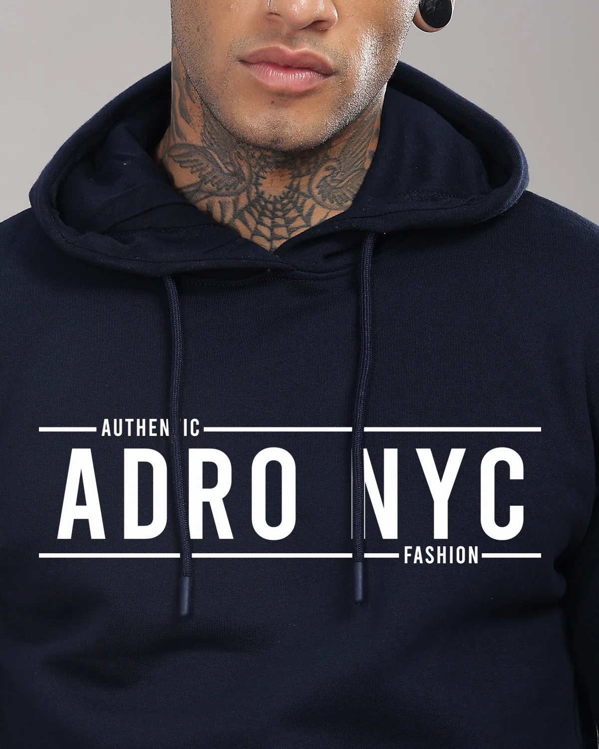 Men Navy Blue Printed Hoodie - Image 5