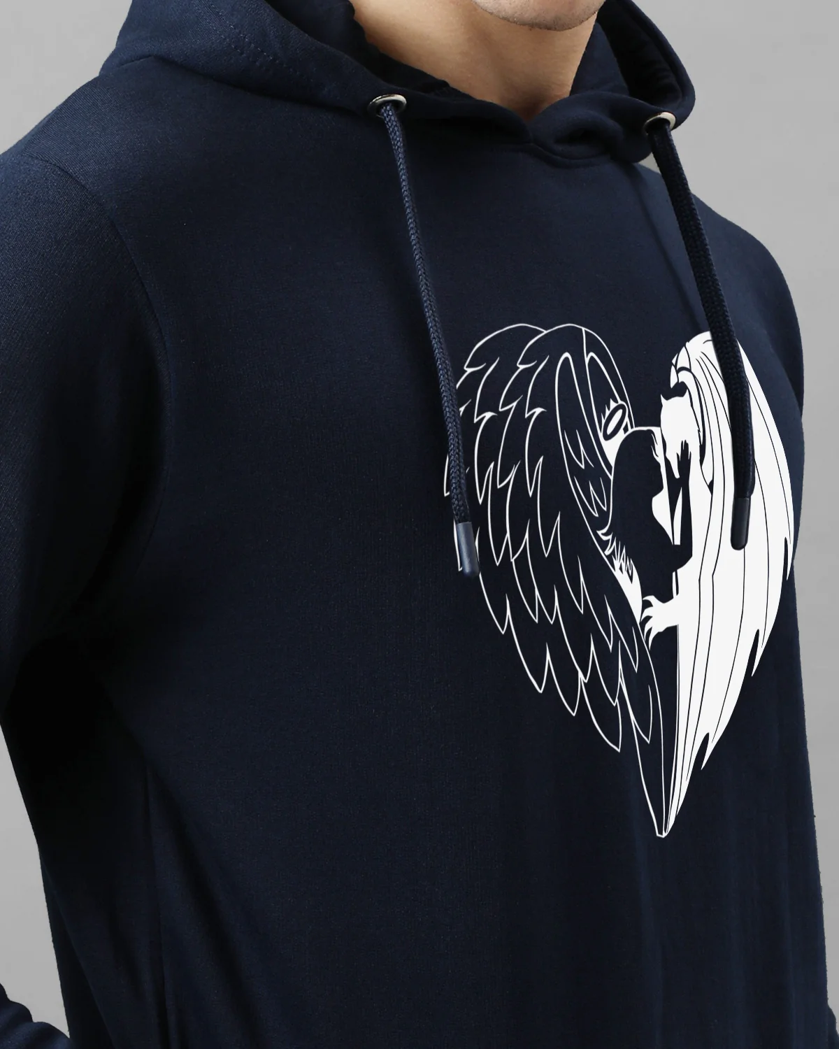 Men Navy Blue Printed Hoodie - Image 3