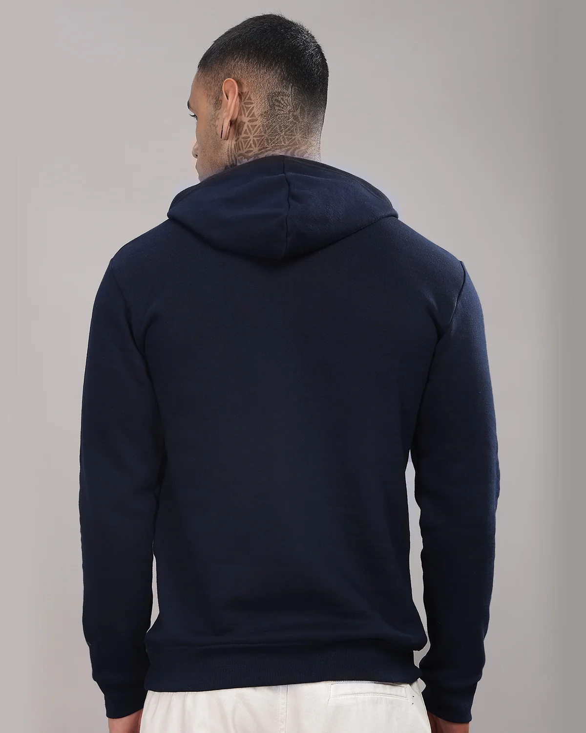 Men Navy Blue Printed Hoodie - Image 4