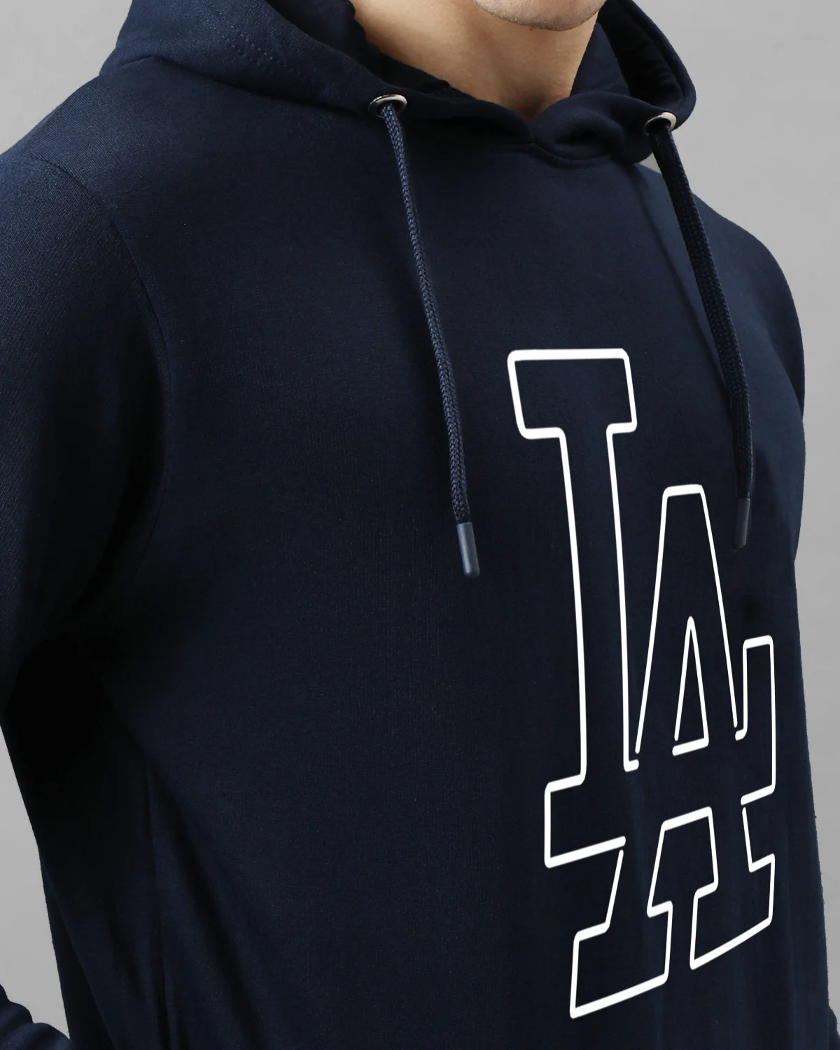 Men Navy Blue Printed Hoodie - Image 2