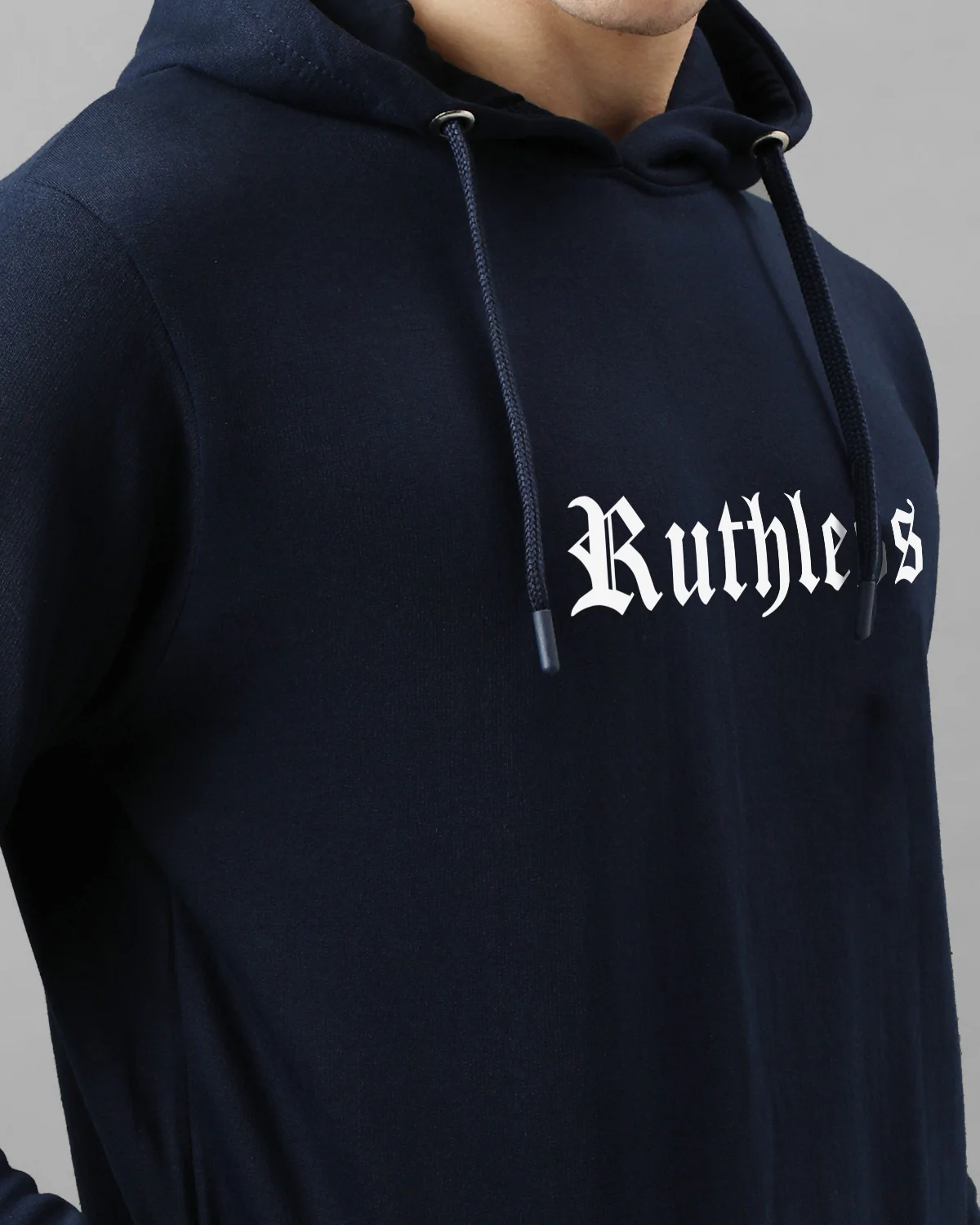Men Navy Blue Printed Hoodie - Image 2