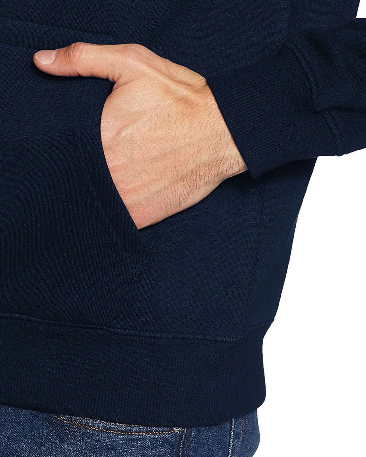 Men Navy Blue Printed Hoodie - Image 6
