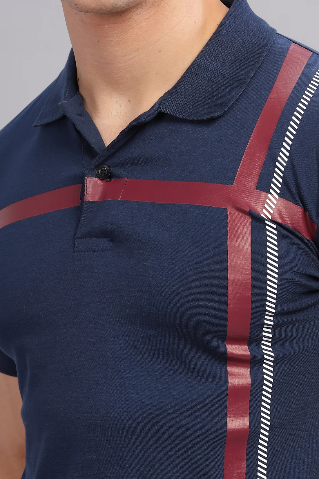 Men Navy Blue Regular Fit Polo T-Shirt - Image 4