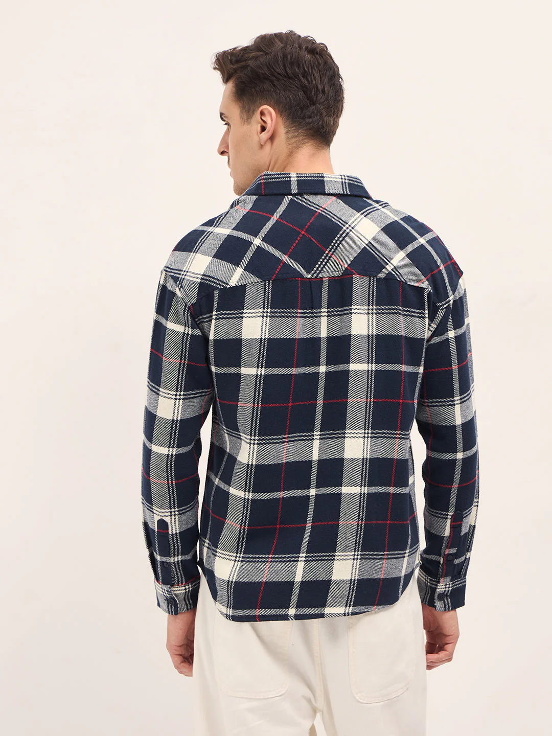 Men Navy Blue Relax Fit Overshirt - Image 2