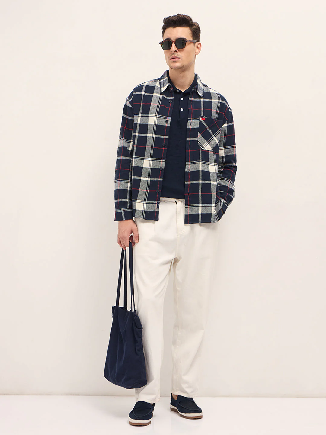 Men Navy Blue Relax Fit Overshirt - Image 4