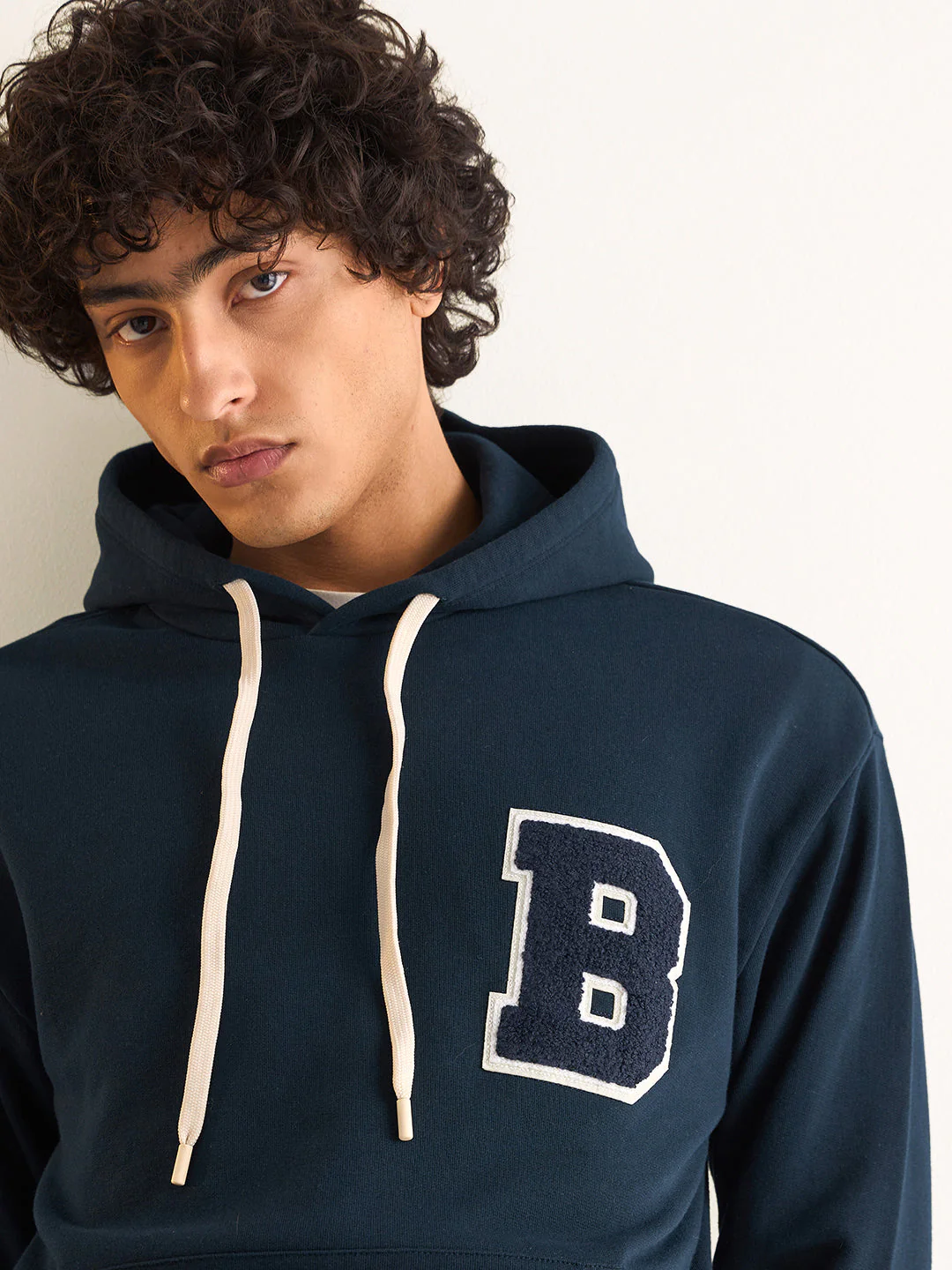 Men Navy Blue Relaxed Fit Hoodie - Image 5