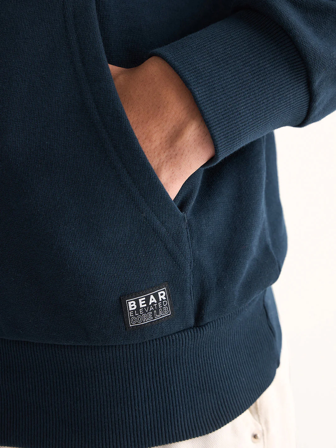 Men Navy Blue Relaxed Fit Hoodie - Image 6
