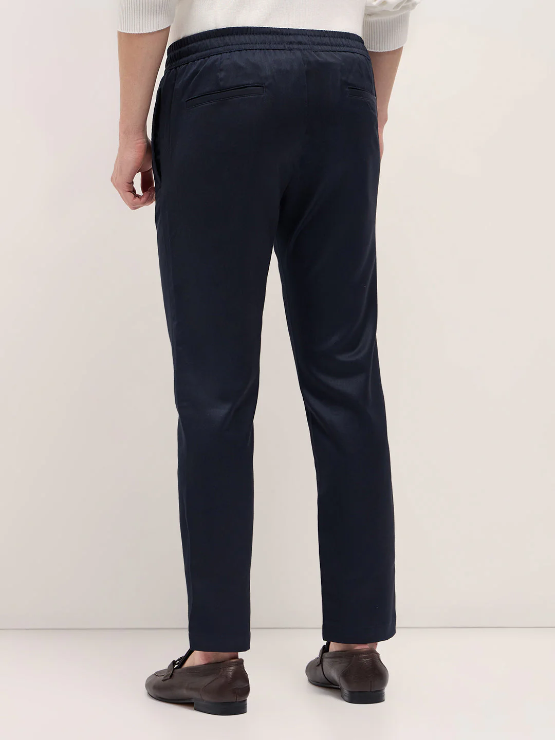 Men Navy Blue Slim Fit Formal Trouser - Image 2