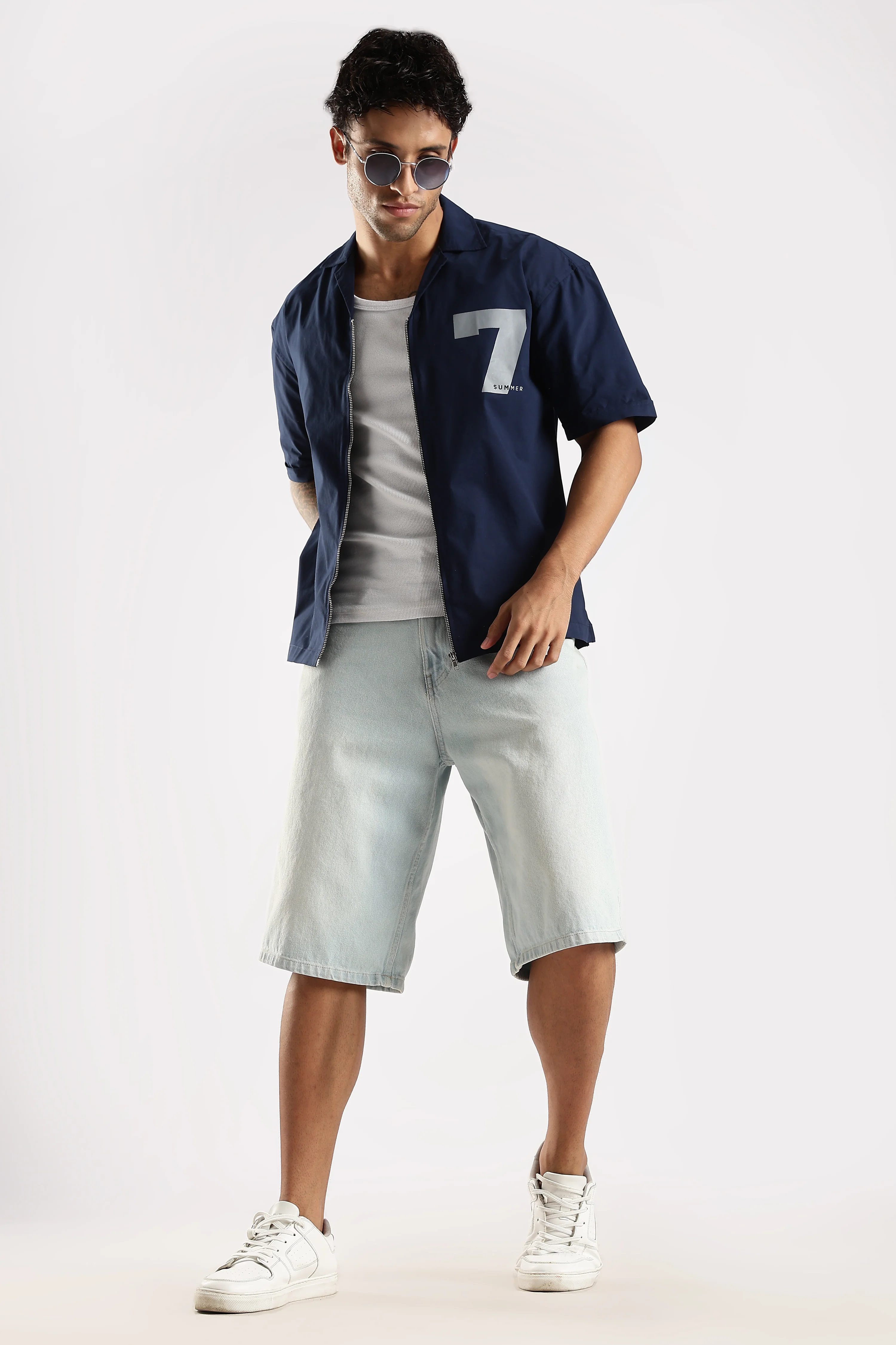Men Navy Blue Slim Fit Shirt - Image 10