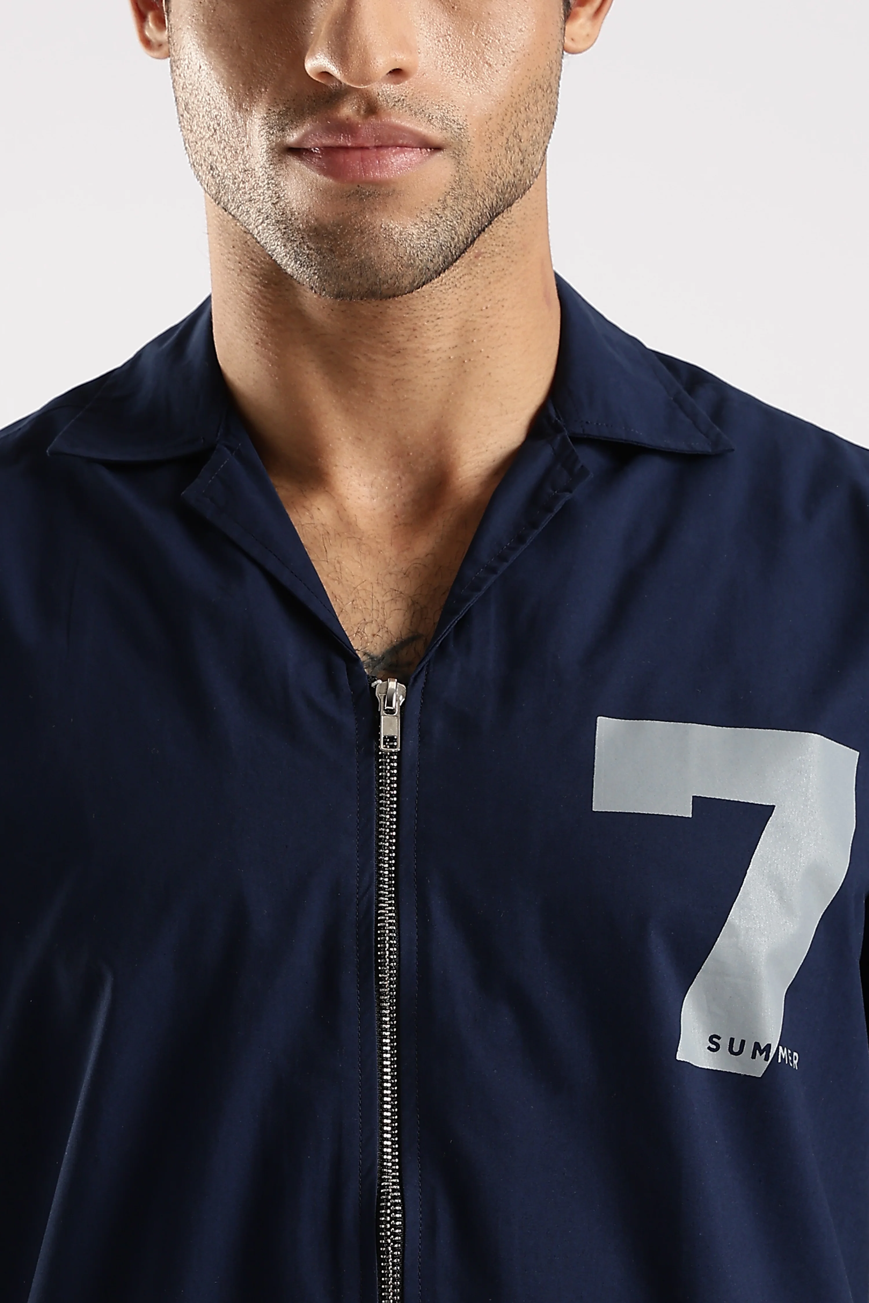 Men Navy Blue Slim Fit Shirt - Image 5