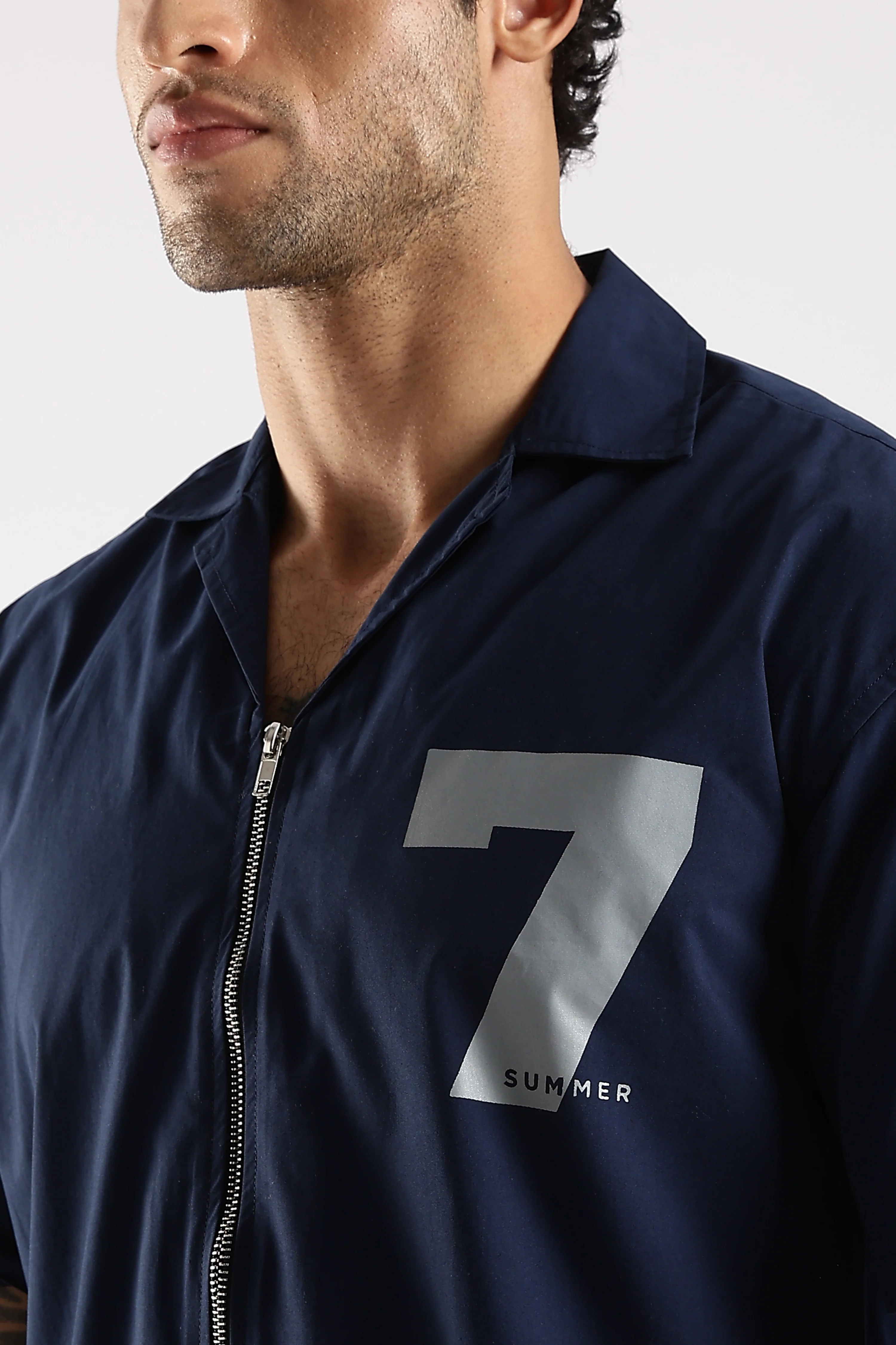 Men Navy Blue Slim Fit Shirt - Image 6