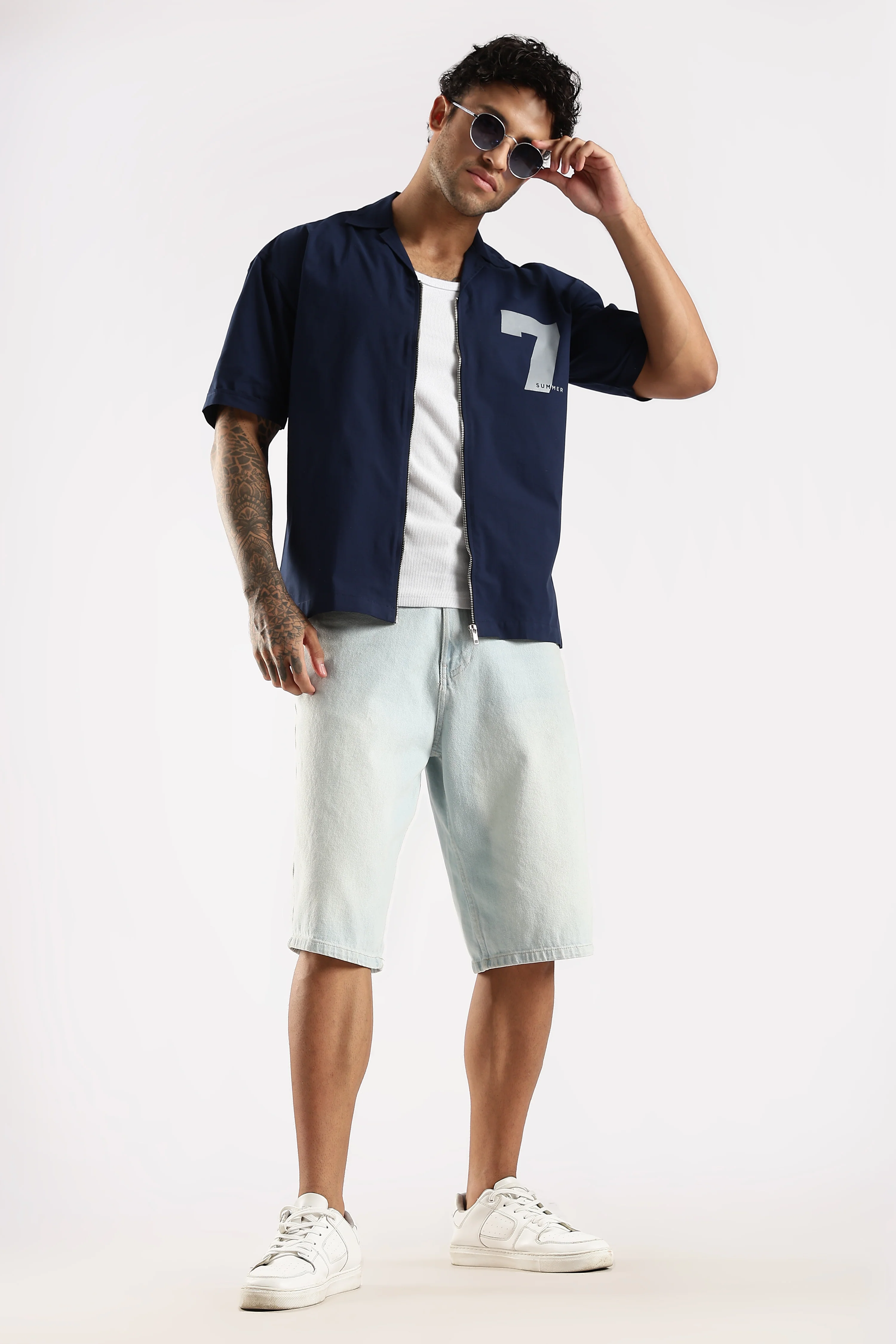 Men Navy Blue Slim Fit Shirt - Image 9