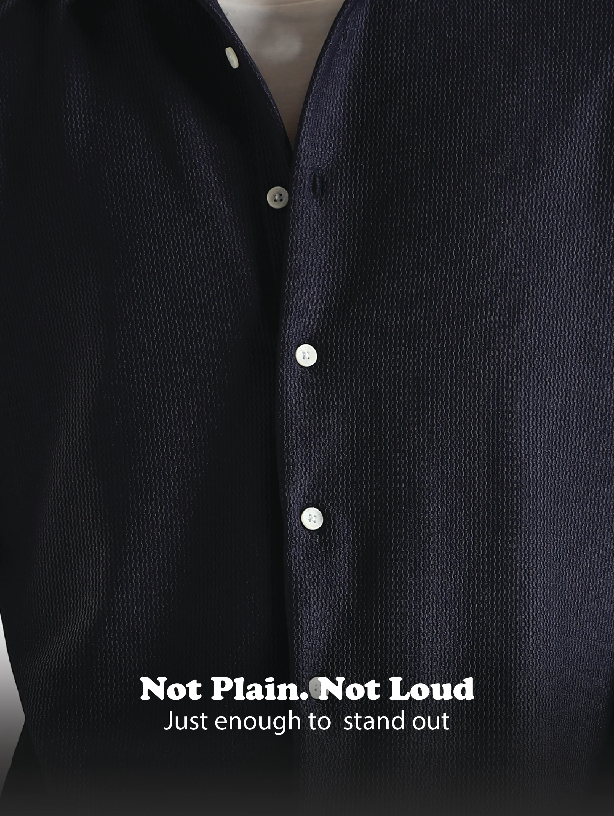 Men Navy Blue Textured Spread Collar Shirt - Image 13
