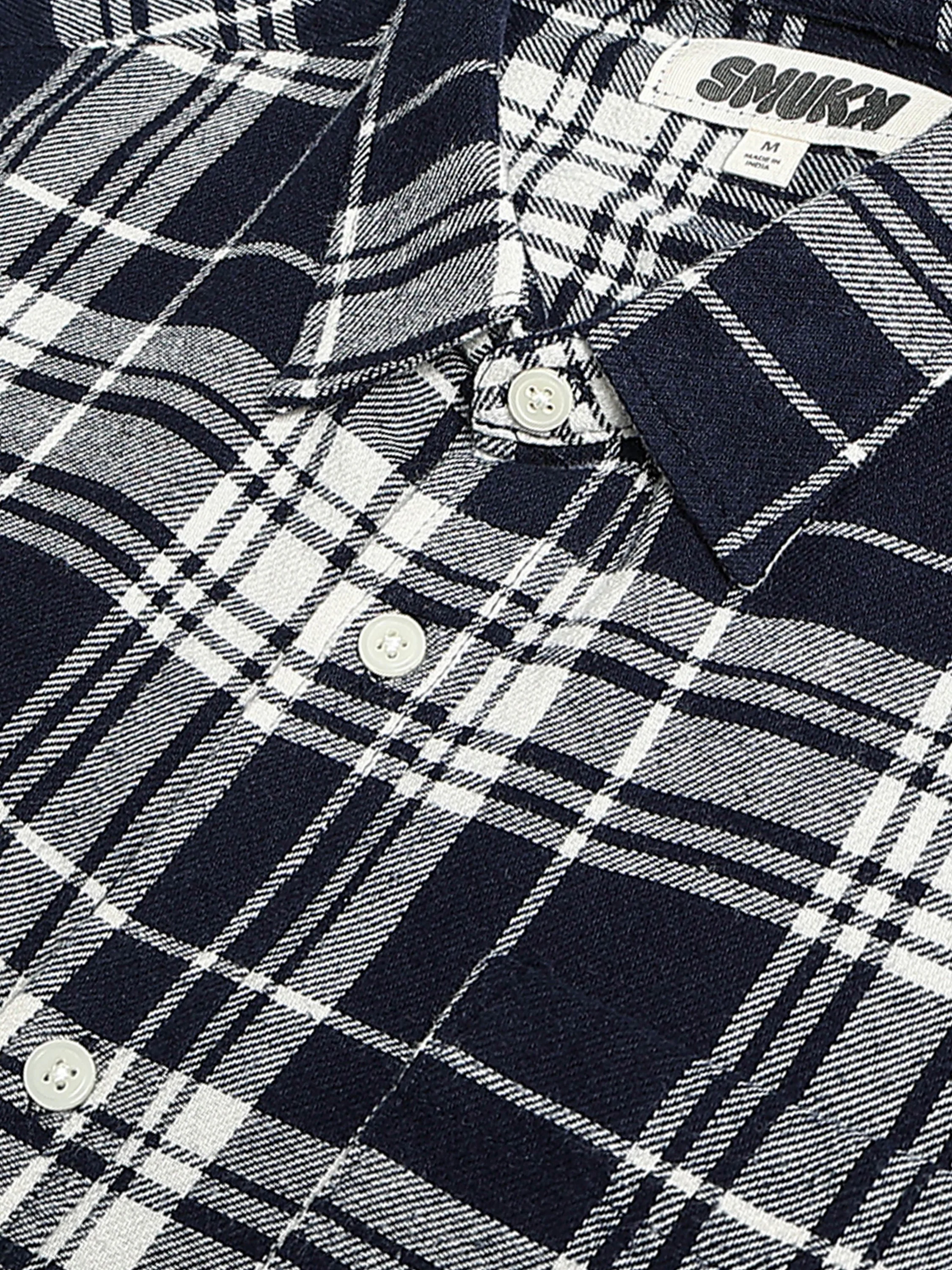 Men Navy & White Check Shirt - Image 4