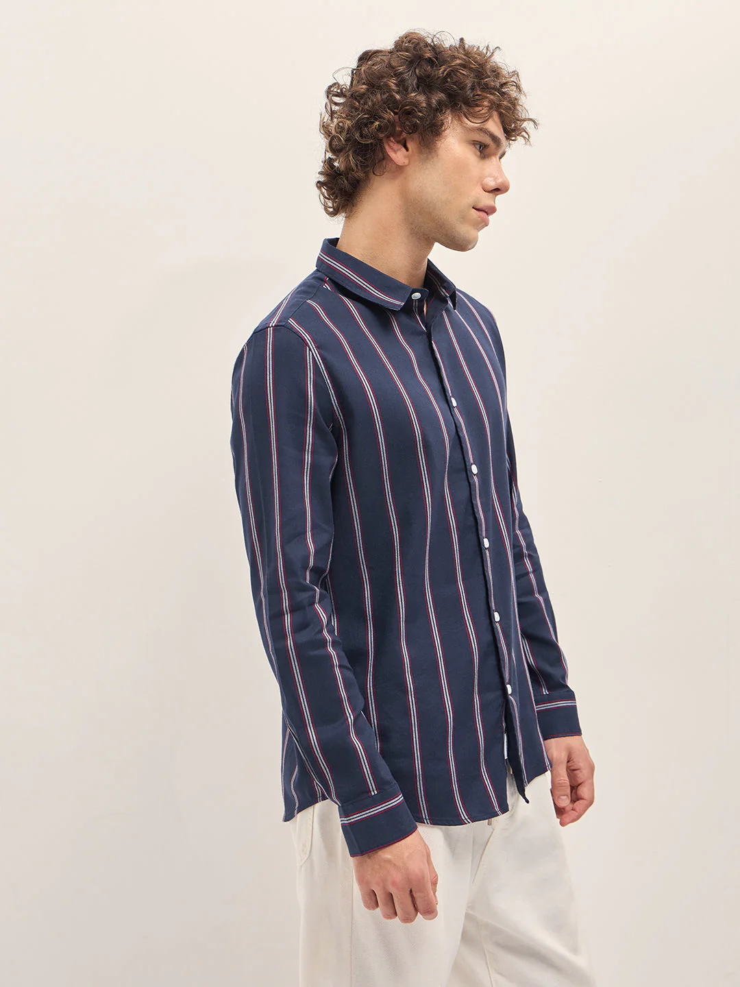 Men Navy Casual Shirt - Image 3