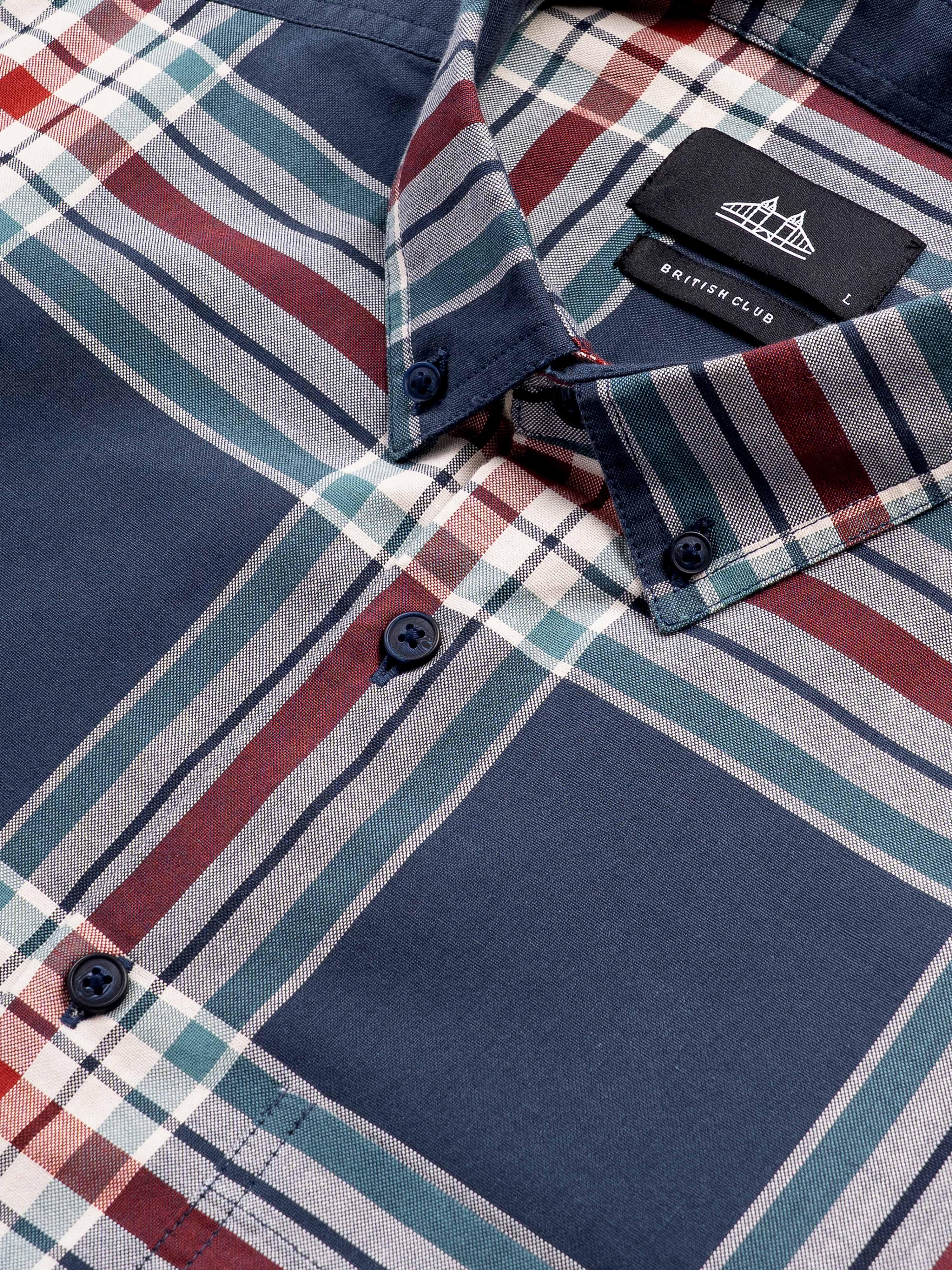 Men Navy Checked Shirt - Image 7