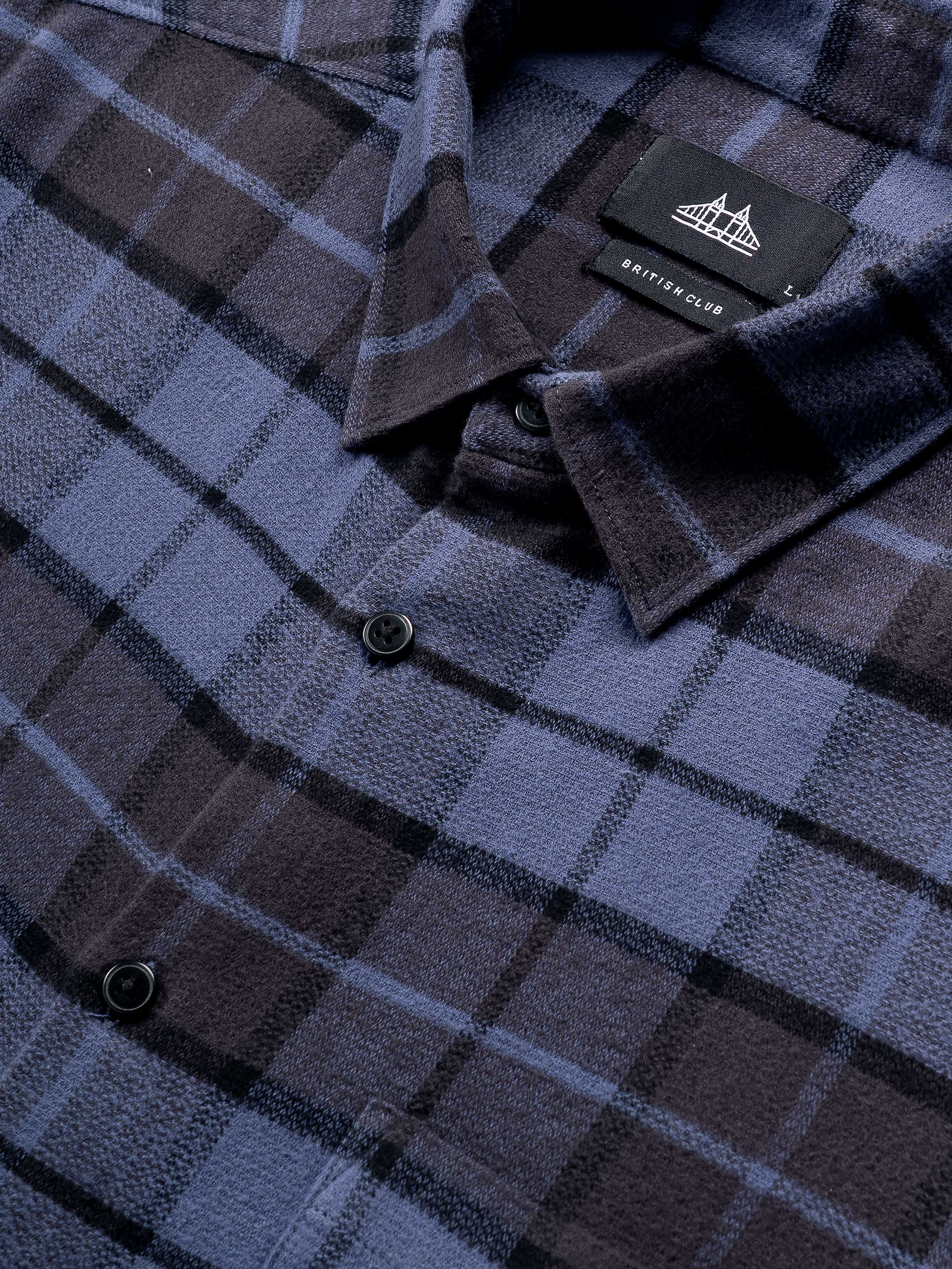 Men Navy Checked Shirt - Image 7