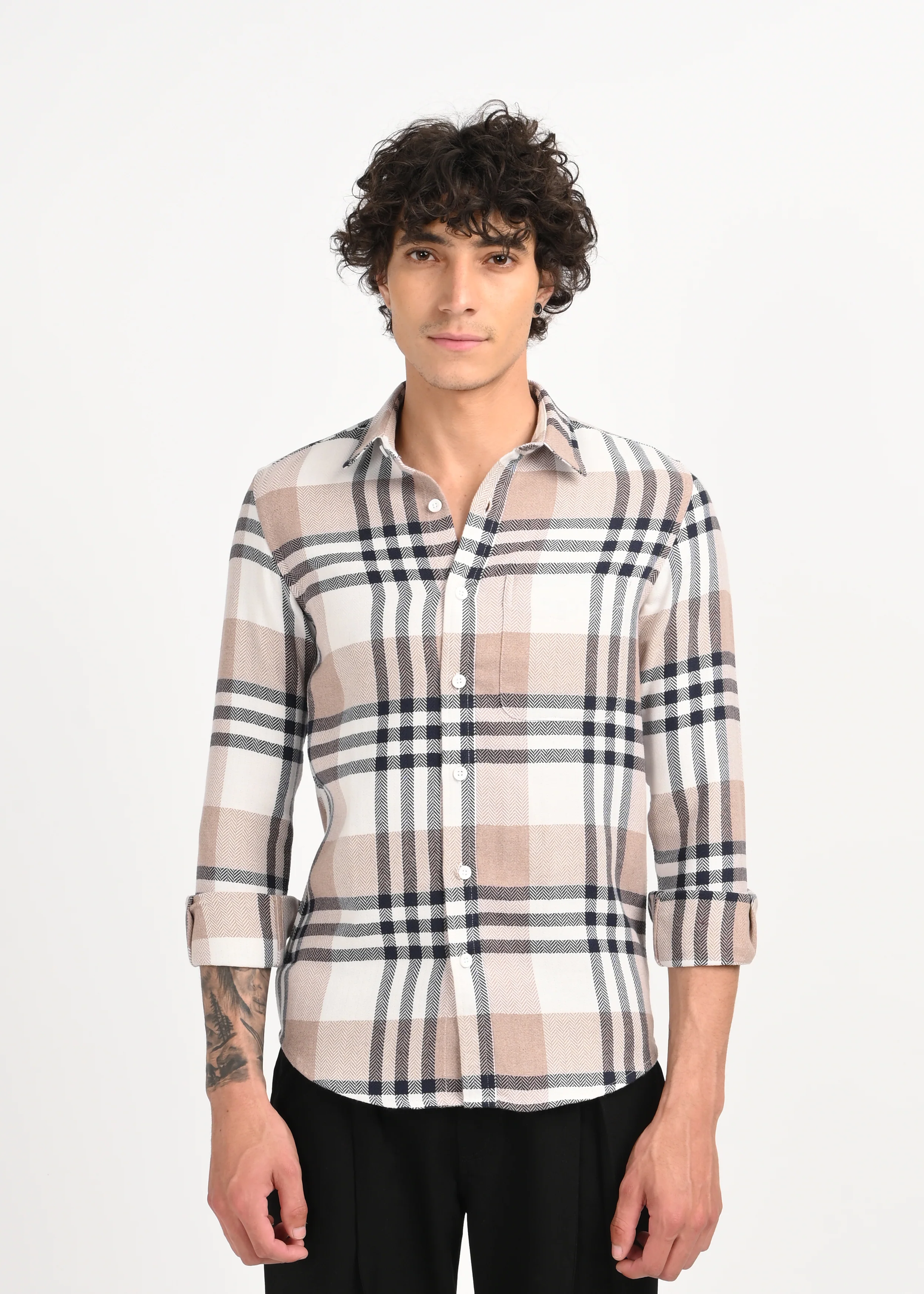 Men Navy Classic Bold Checked Shirt