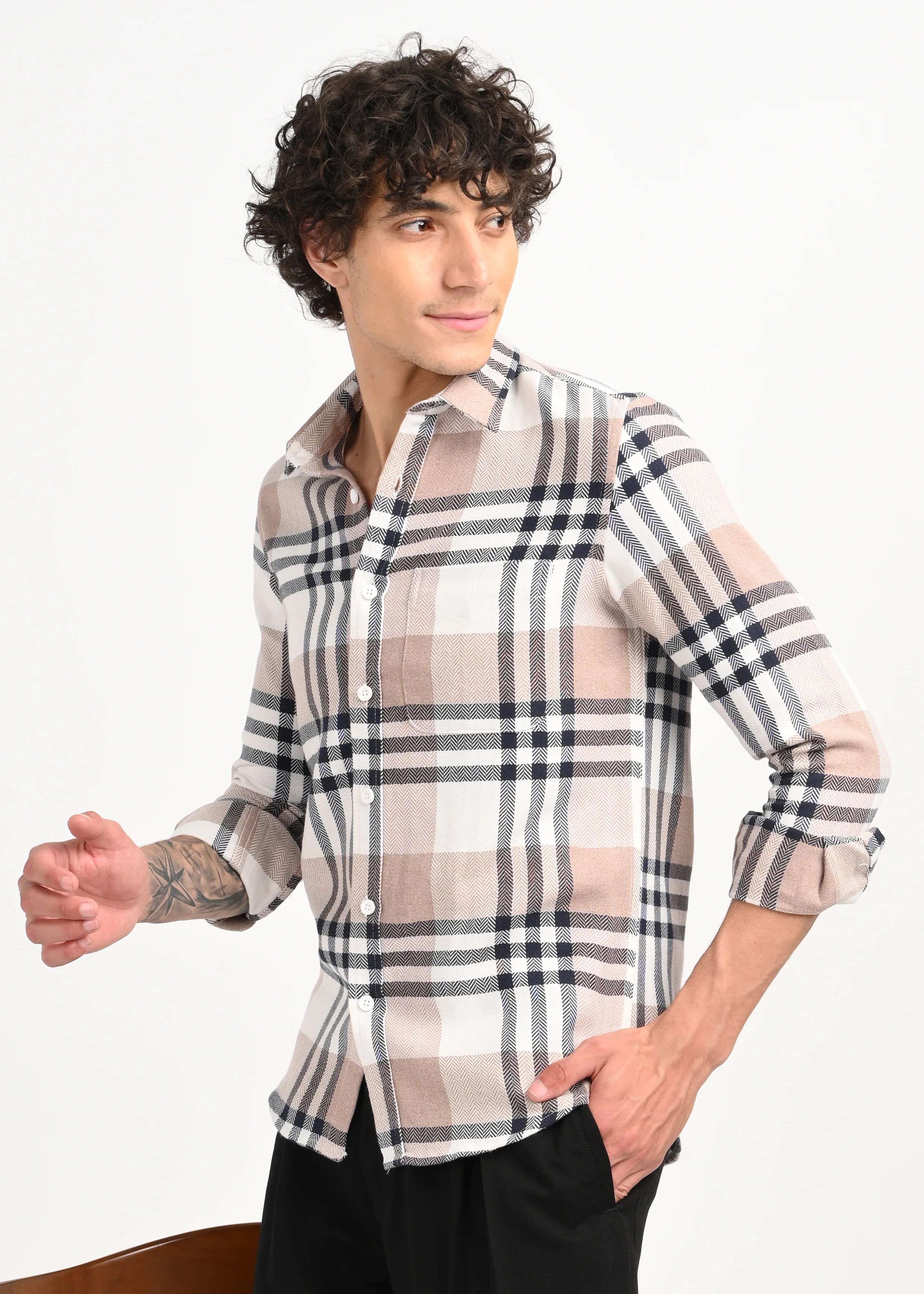 Men Navy Classic Bold Checked Shirt - Image 10