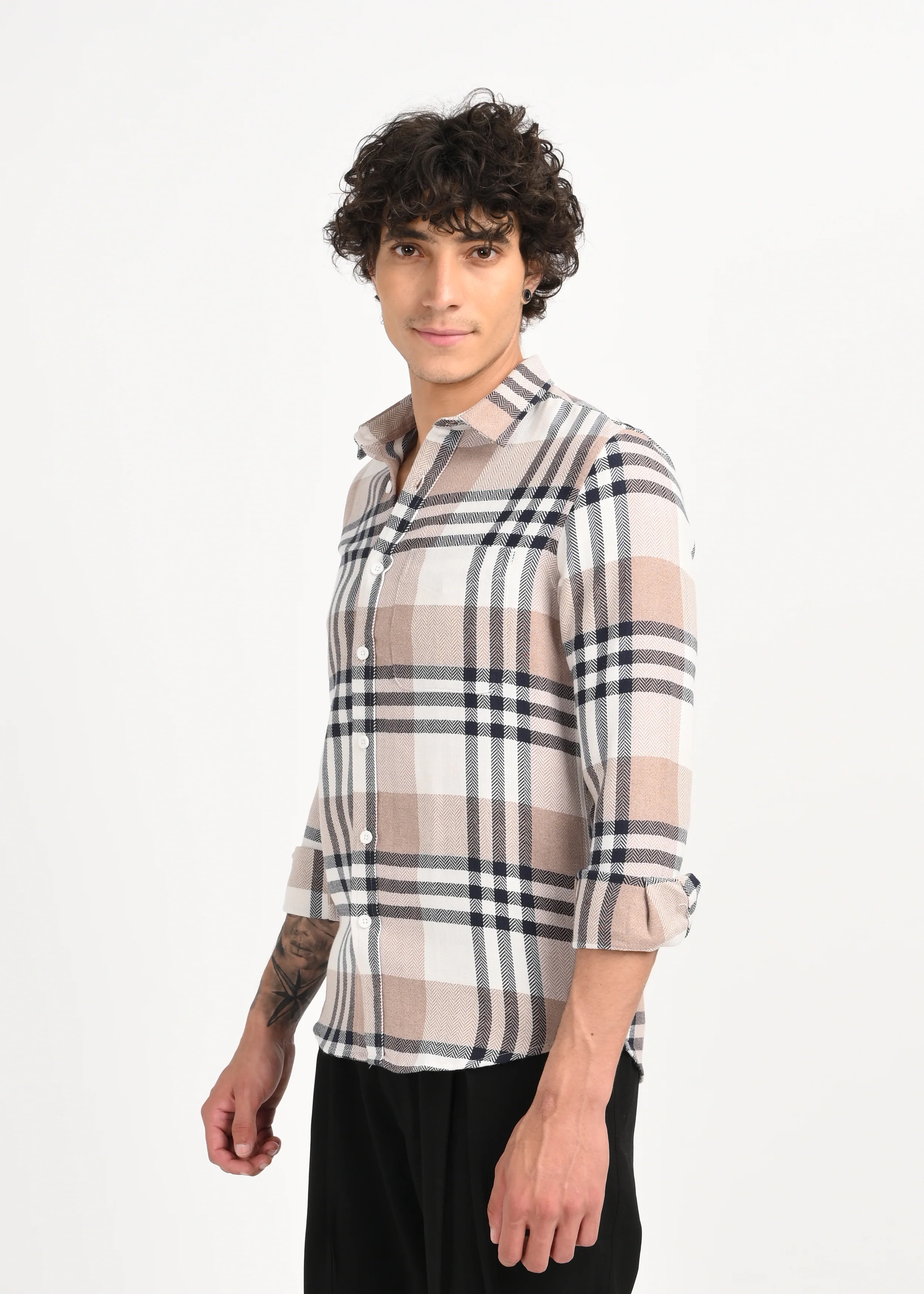 Men Navy Classic Bold Checked Shirt - Image 3