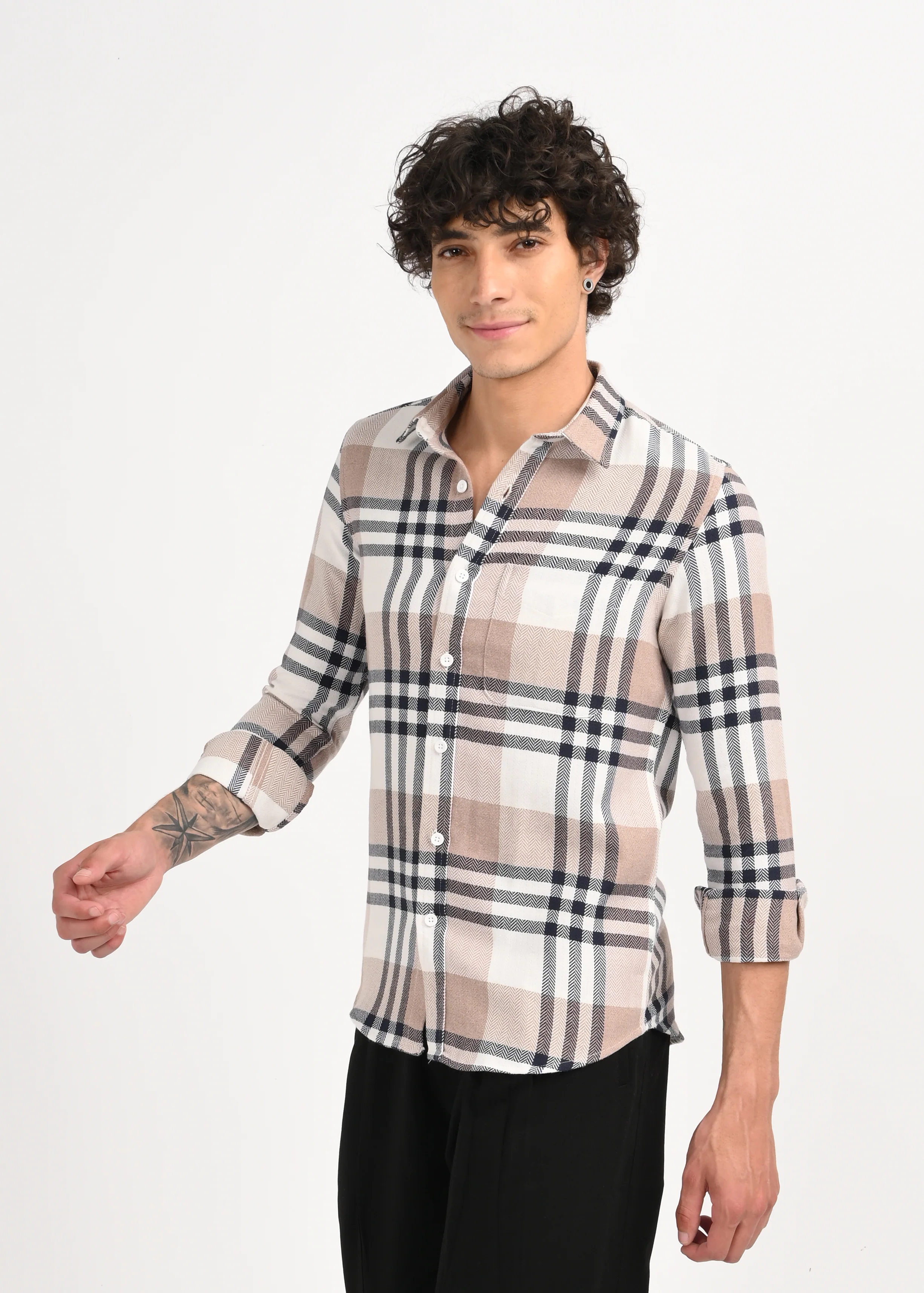Men Navy Classic Bold Checked Shirt - Image 5