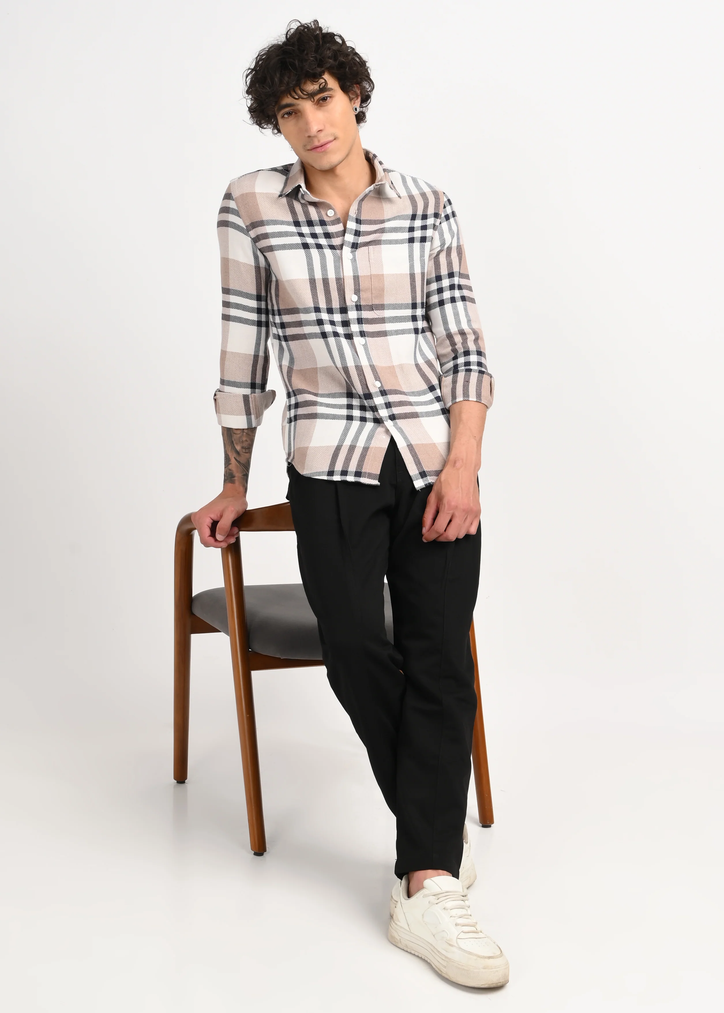 Men Navy Classic Bold Checked Shirt - Image 7