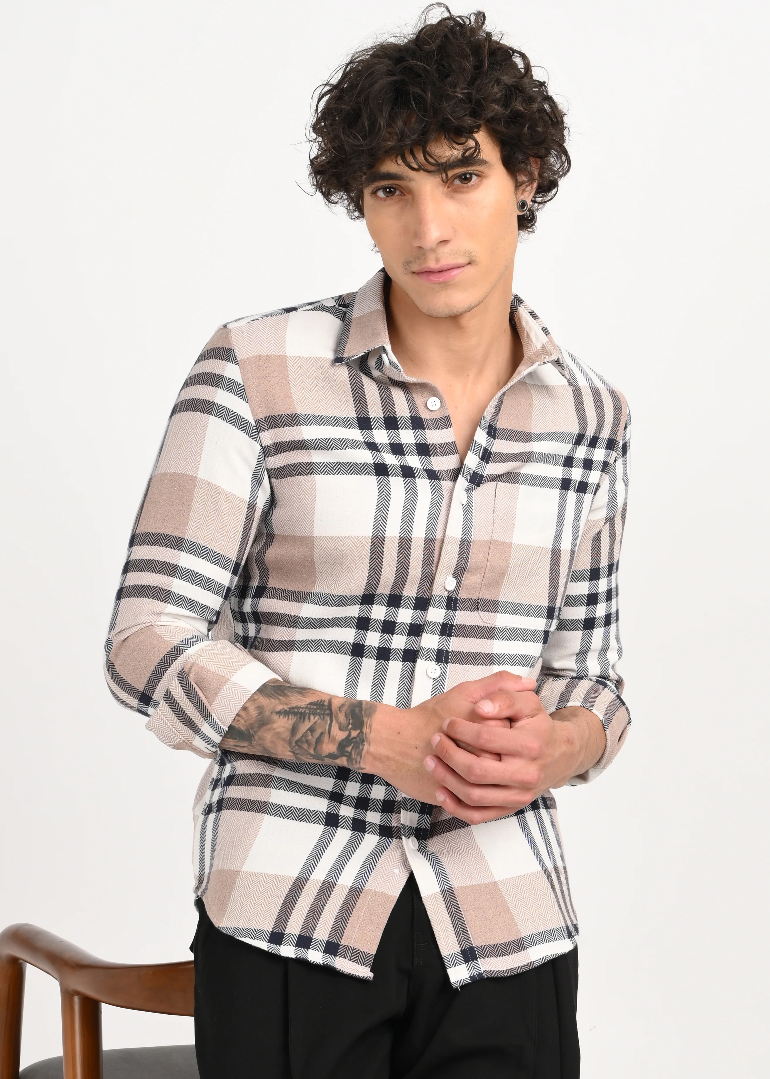 Men Navy Classic Bold Checked Shirt - Image 9