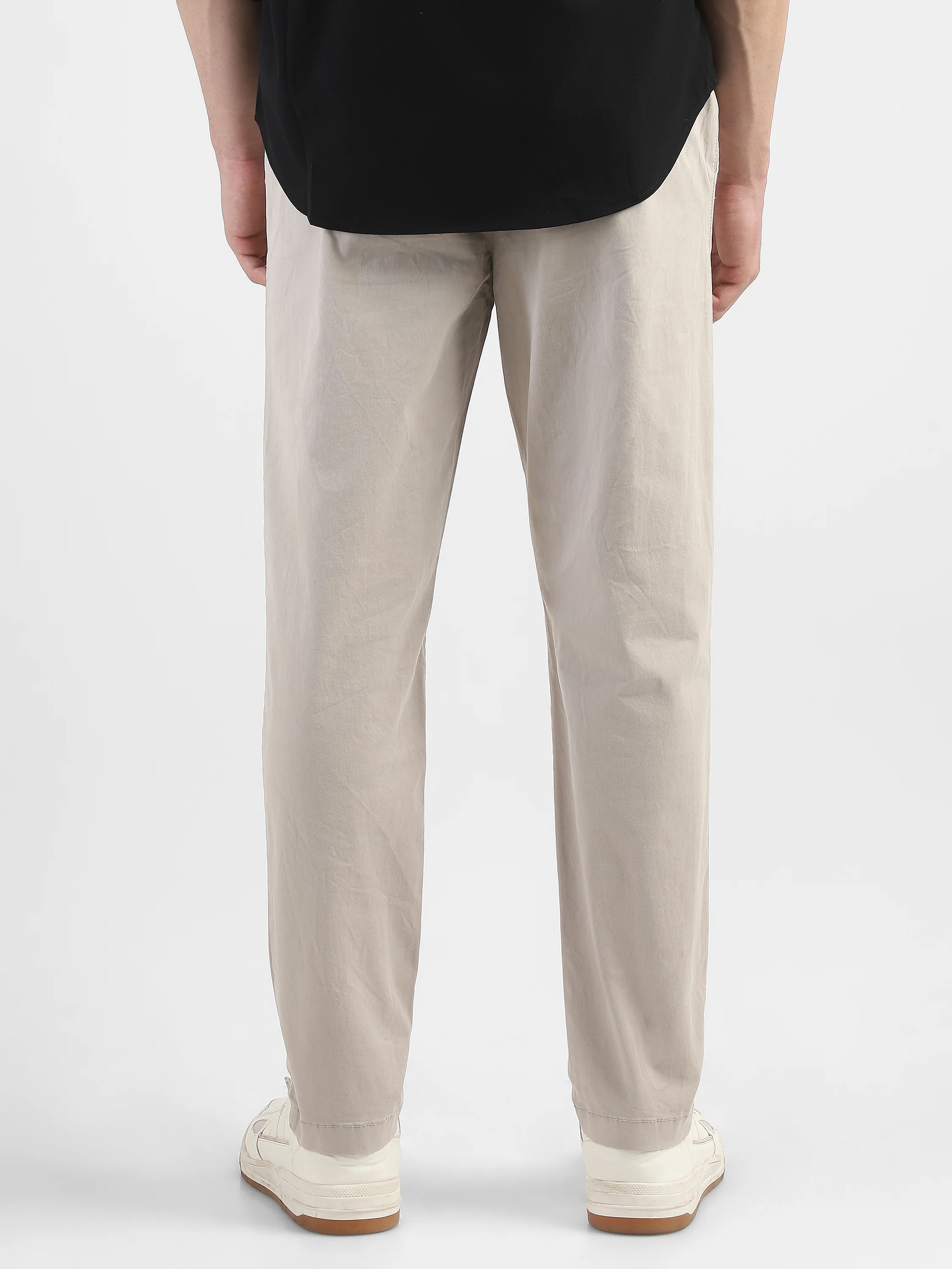 Men Beige Cotton Blend Pants - Image 4