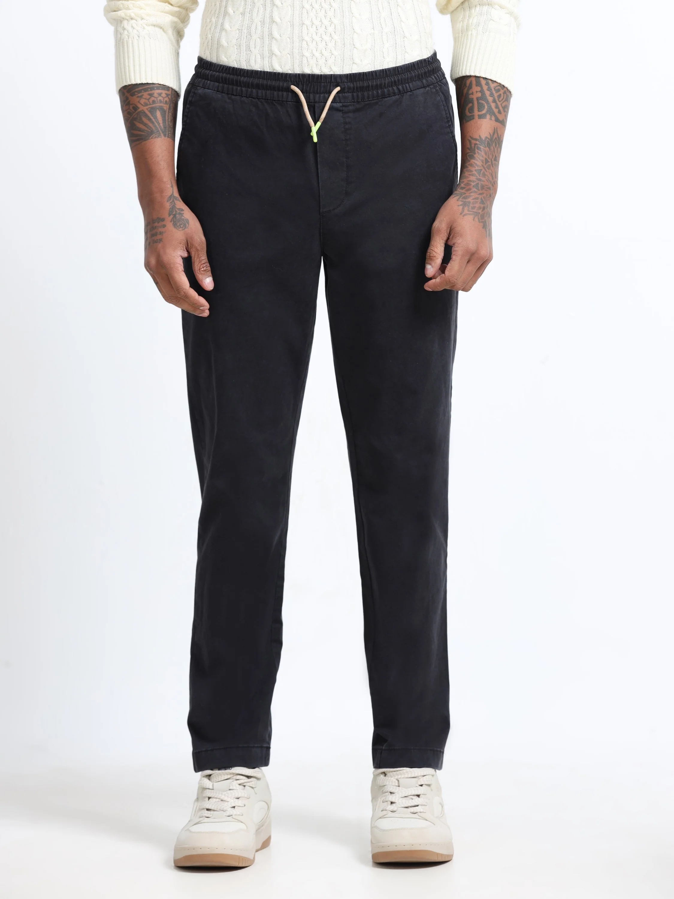 Men Black Cotton Blend Pants - Image 3