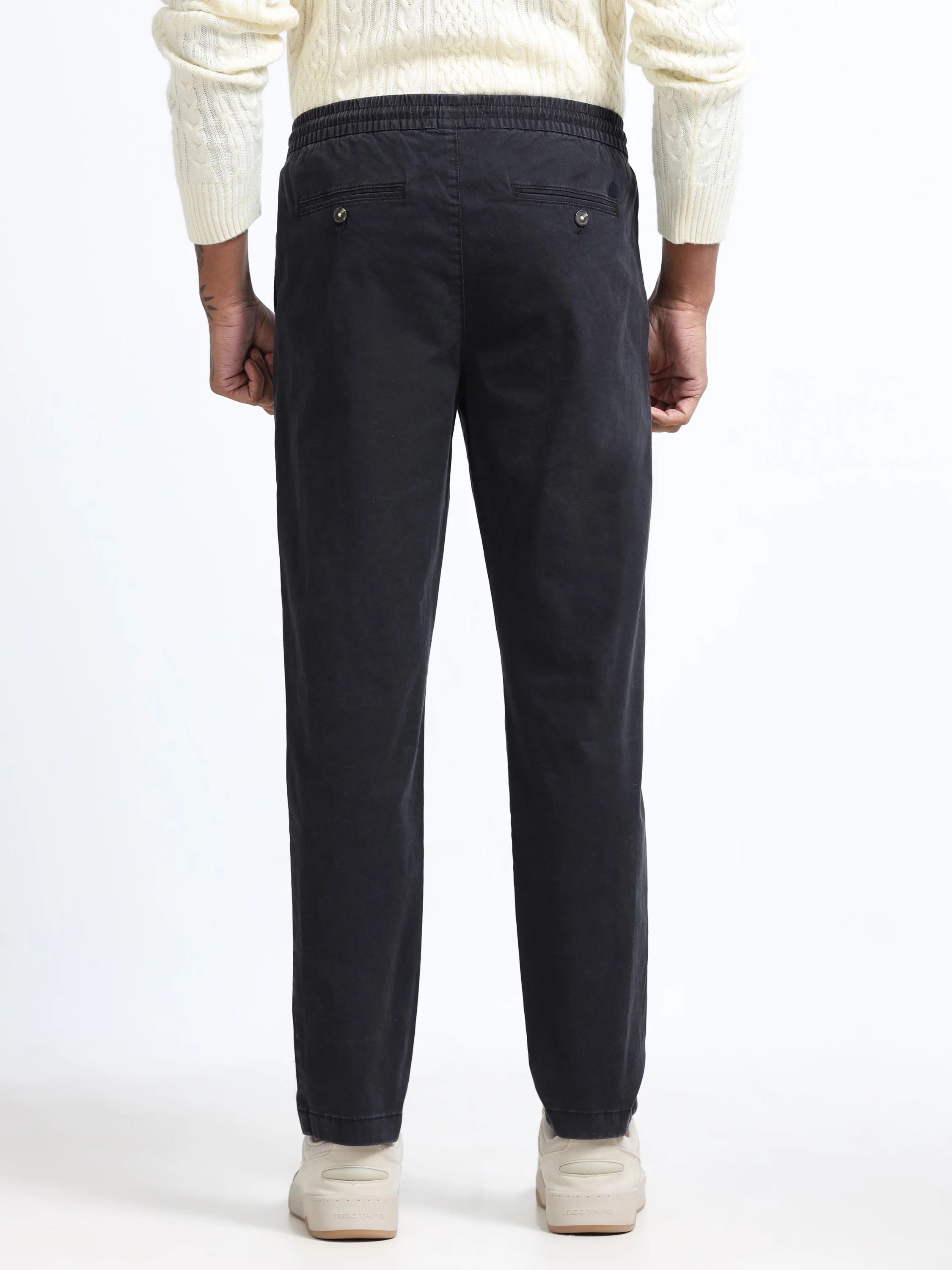Men Black Cotton Blend Pants - Image 4