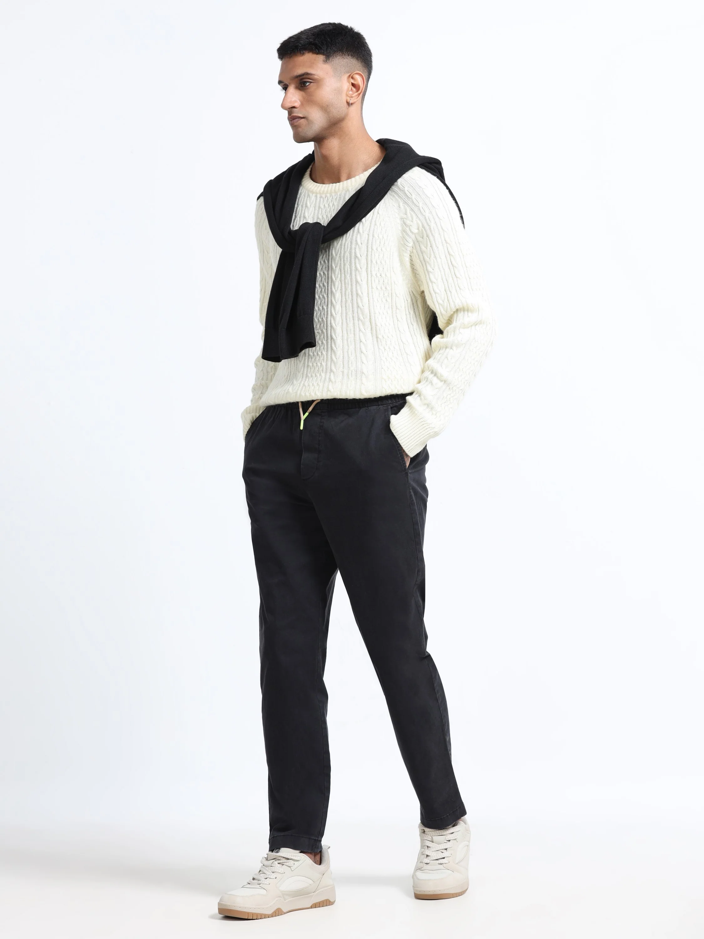 Men Black Cotton Blend Pants - Image 8