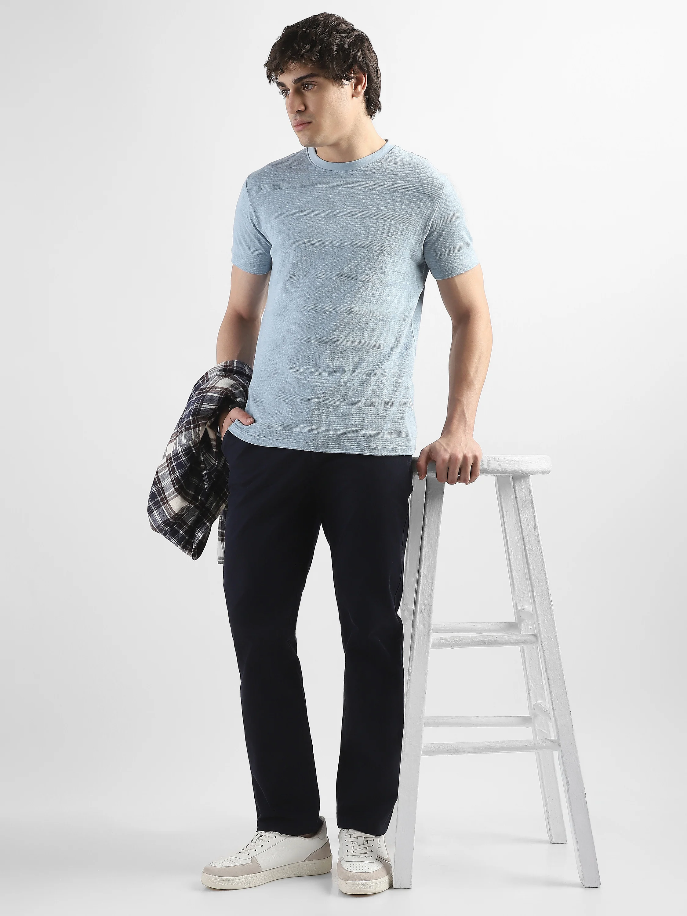 Men Navy Mid Rise Formal Trouser - Image 3