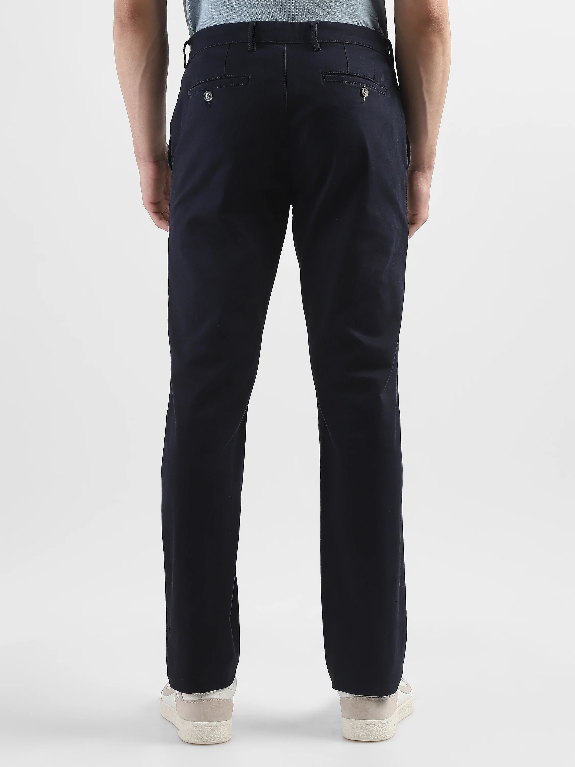 Men Navy Mid Rise Formal Trouser - Image 4