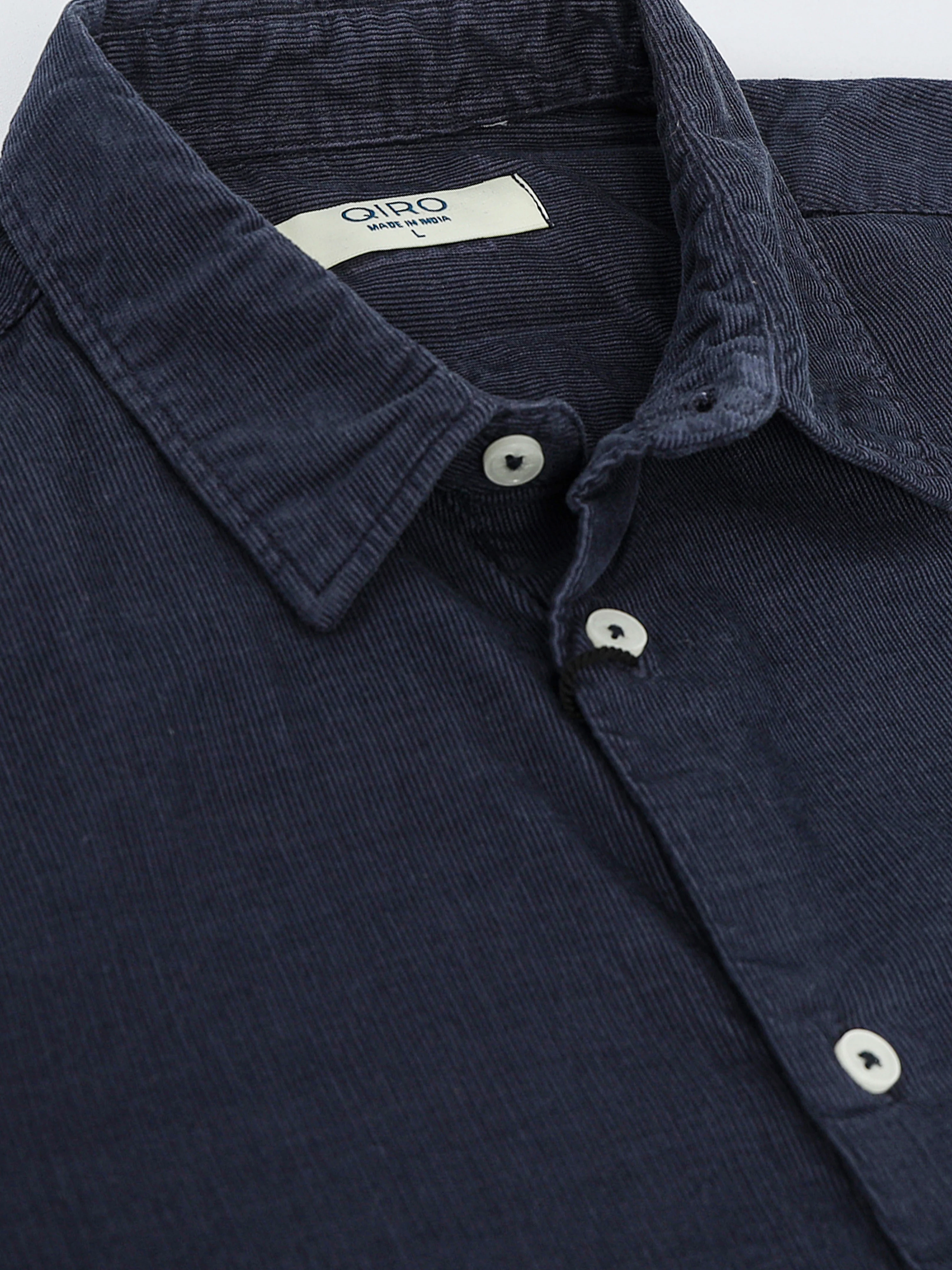 Men Navy Corduroy Shirt - Image 3