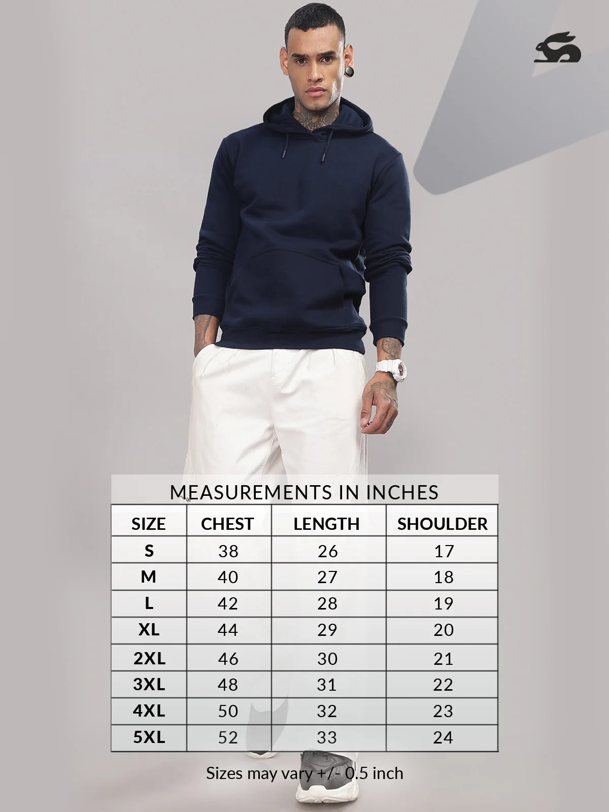 Men Navy Cotton Fleece Hoodie - Image 6