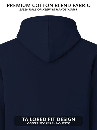 Men Navy Cotton Fleece Hoodie - Image 4