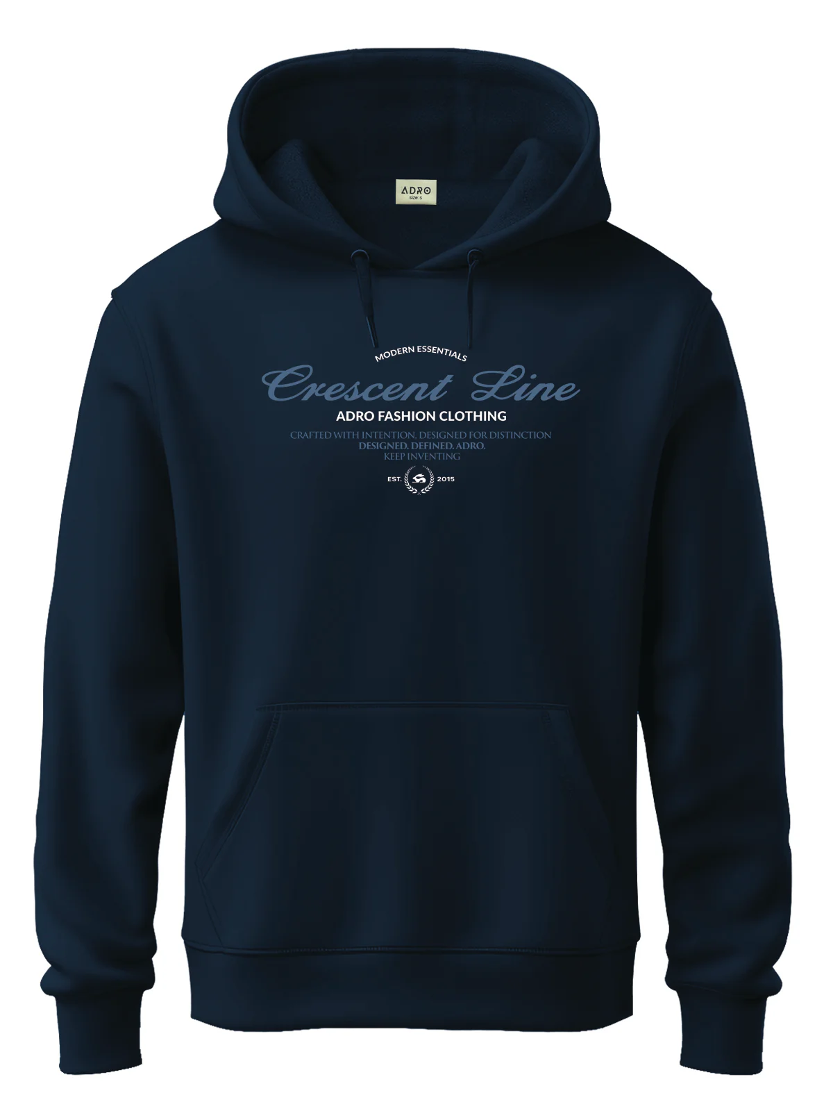 Men Navy Cotton Fleece Printed Hoodie