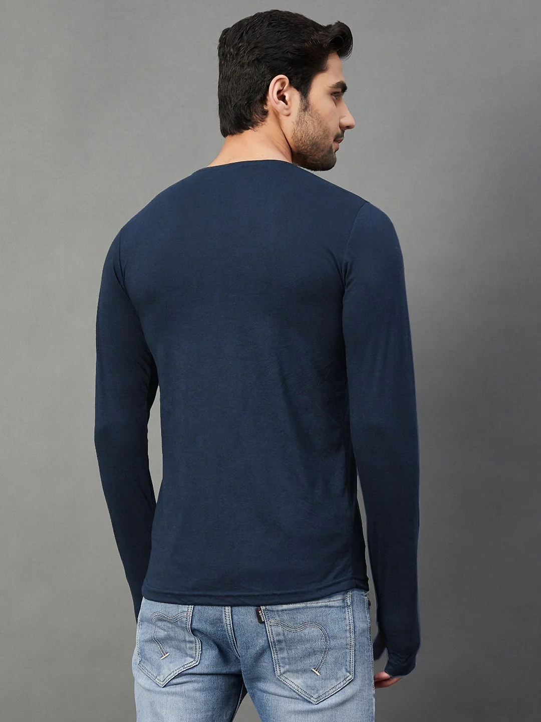 Men Navy   Cotton Jersy T-Shirt - Image 2