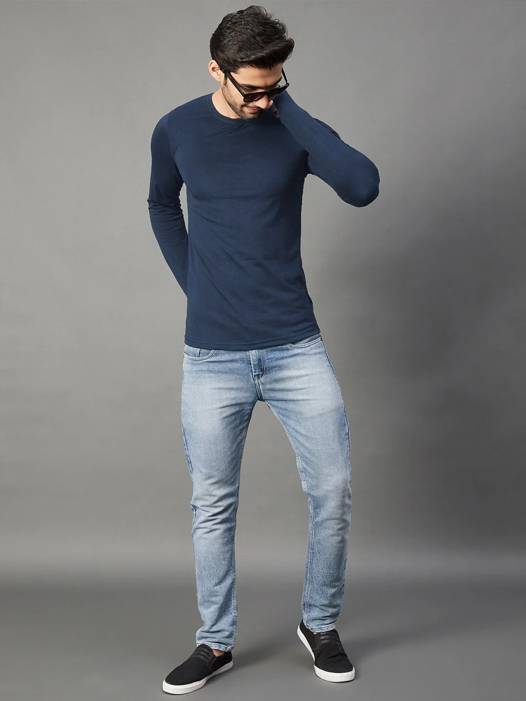 Men Navy   Cotton Jersy T-Shirt - Image 3