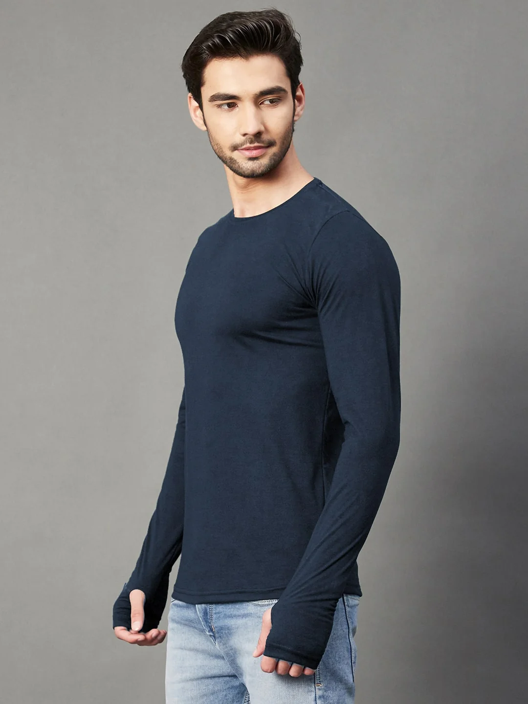 Men Navy   Cotton Jersy T-Shirt - Image 5