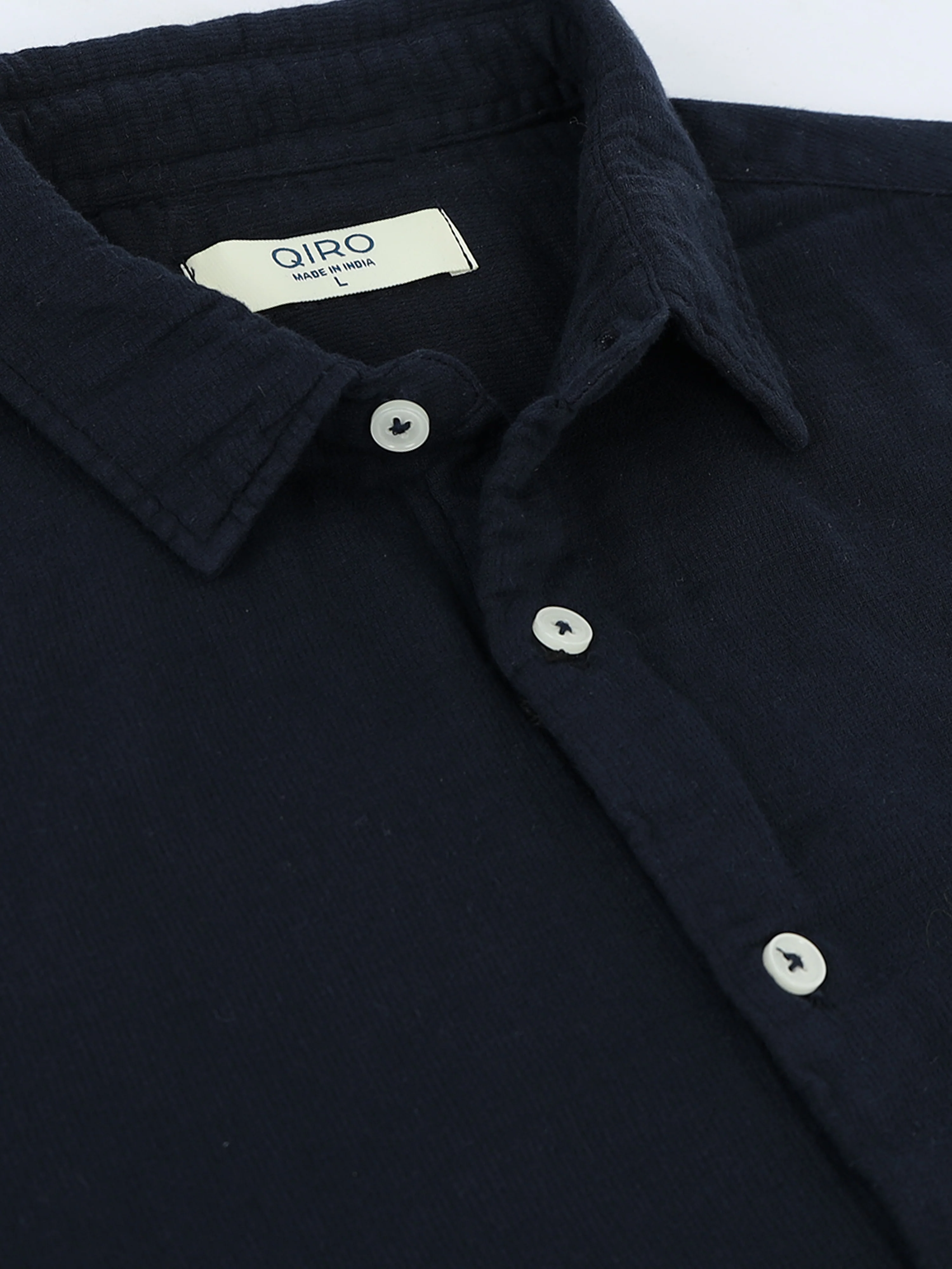 Men Navy Double Cloth Shirt - Image 3