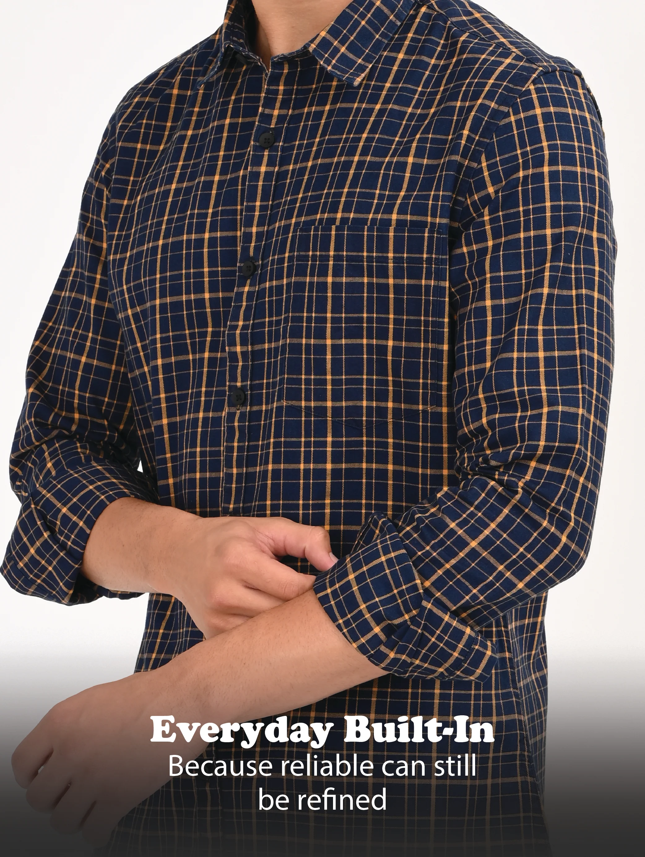 Men Navy Dyed Checked Shirt - Image 12