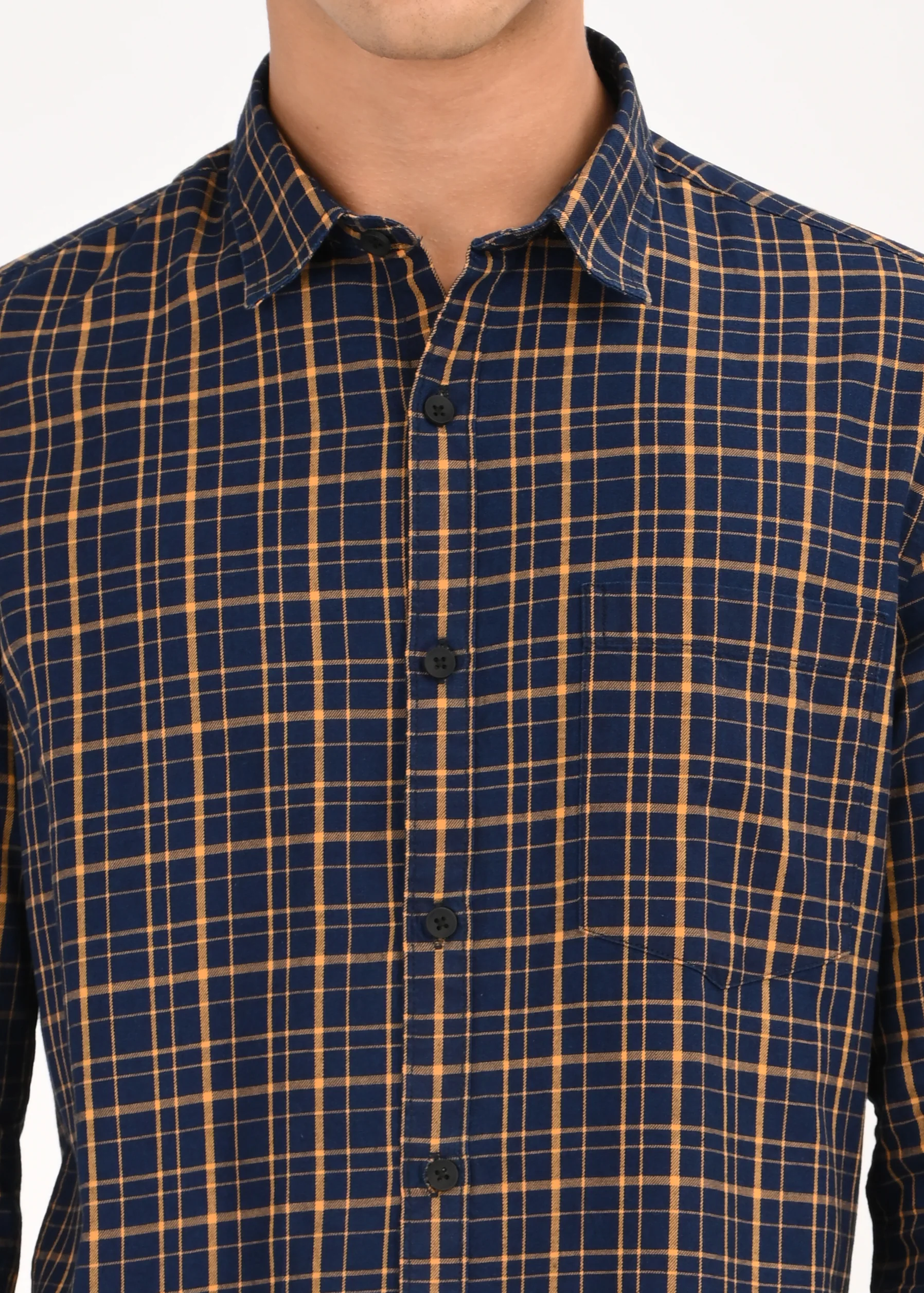 Men Navy Dyed Checked Shirt - Image 5