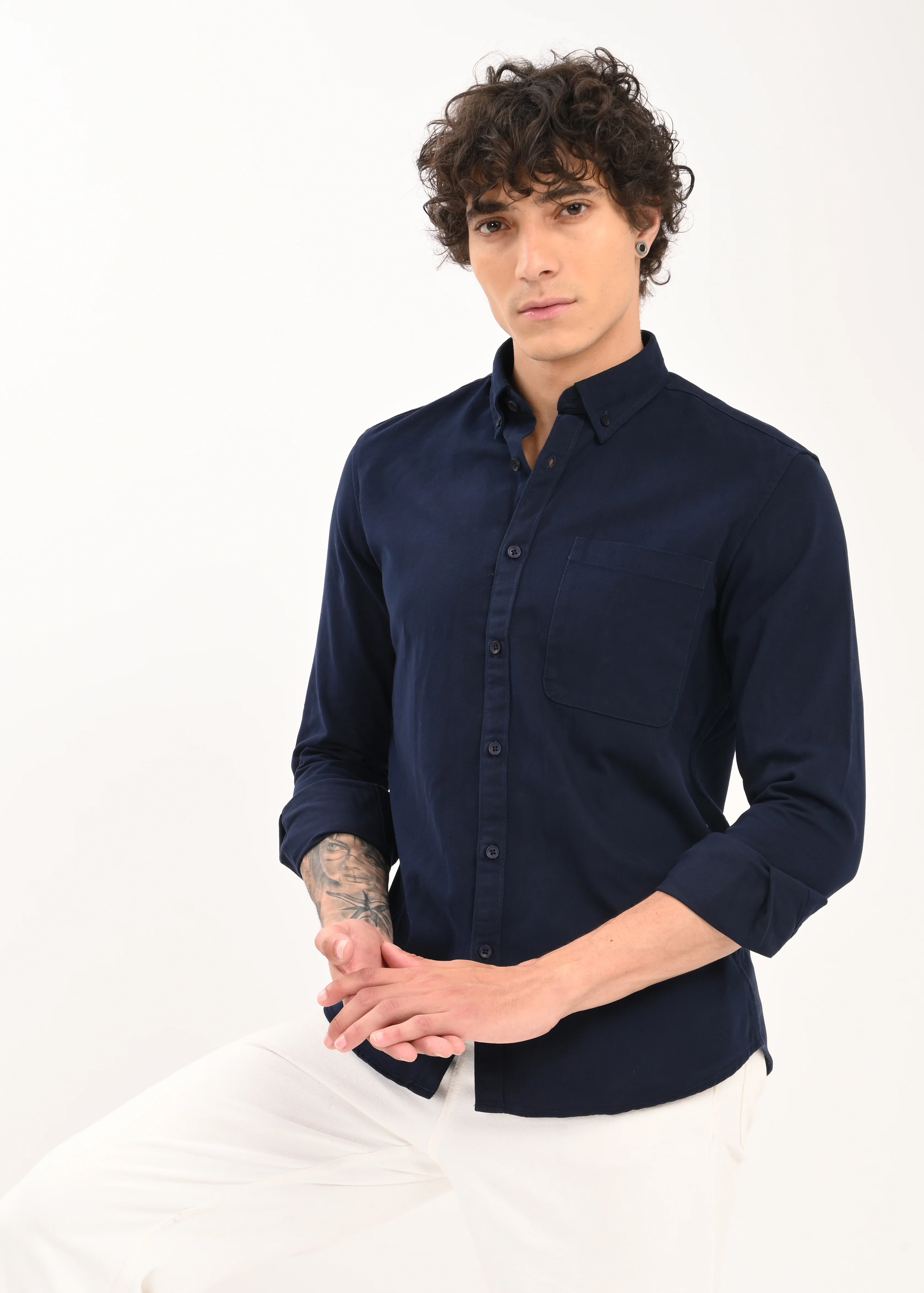 Men Navy Everyday Essential Solid Shirt - Image 11